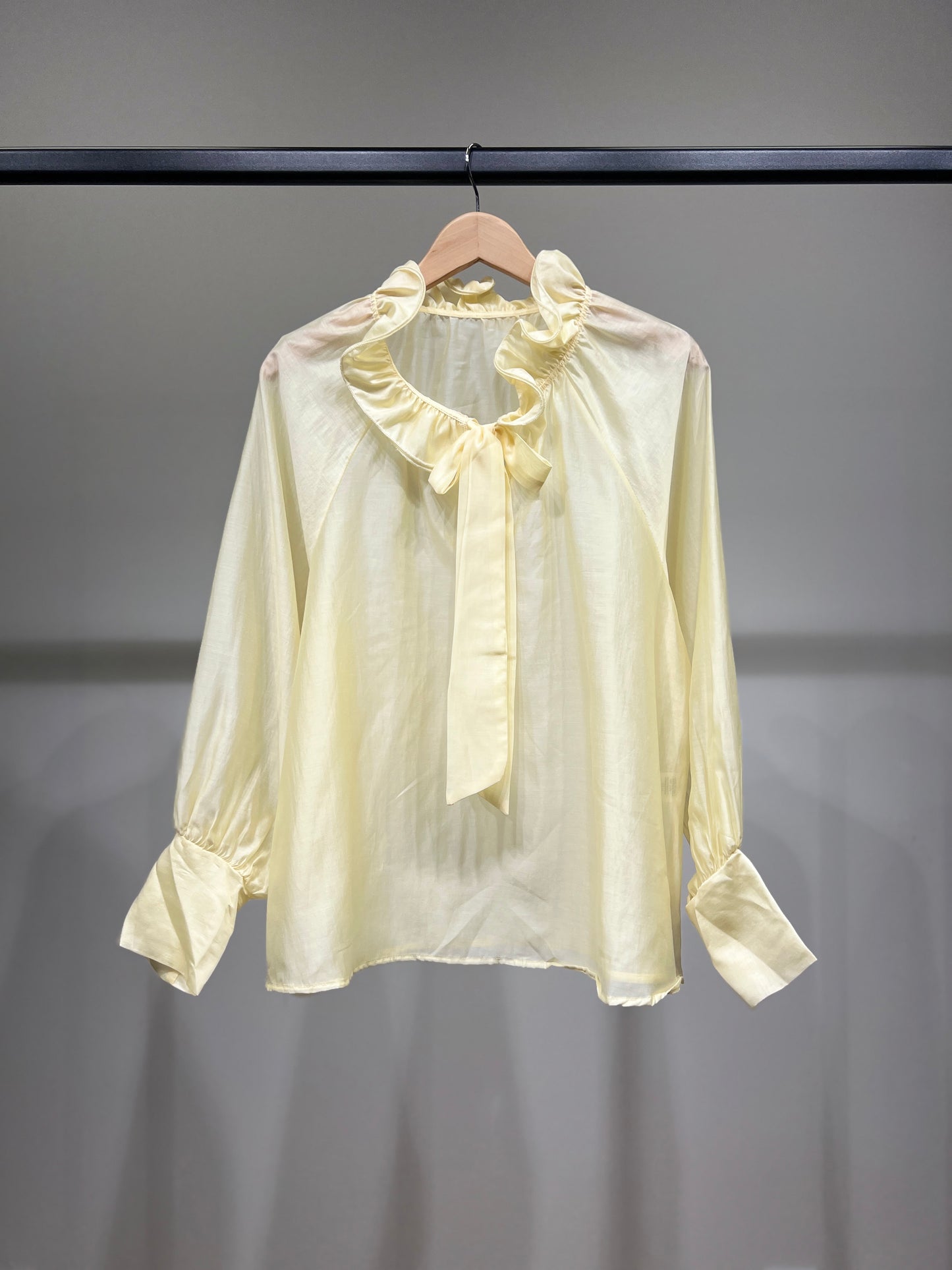 Chemisier Col Lavallière à Volants Léger En Tencel Polyester