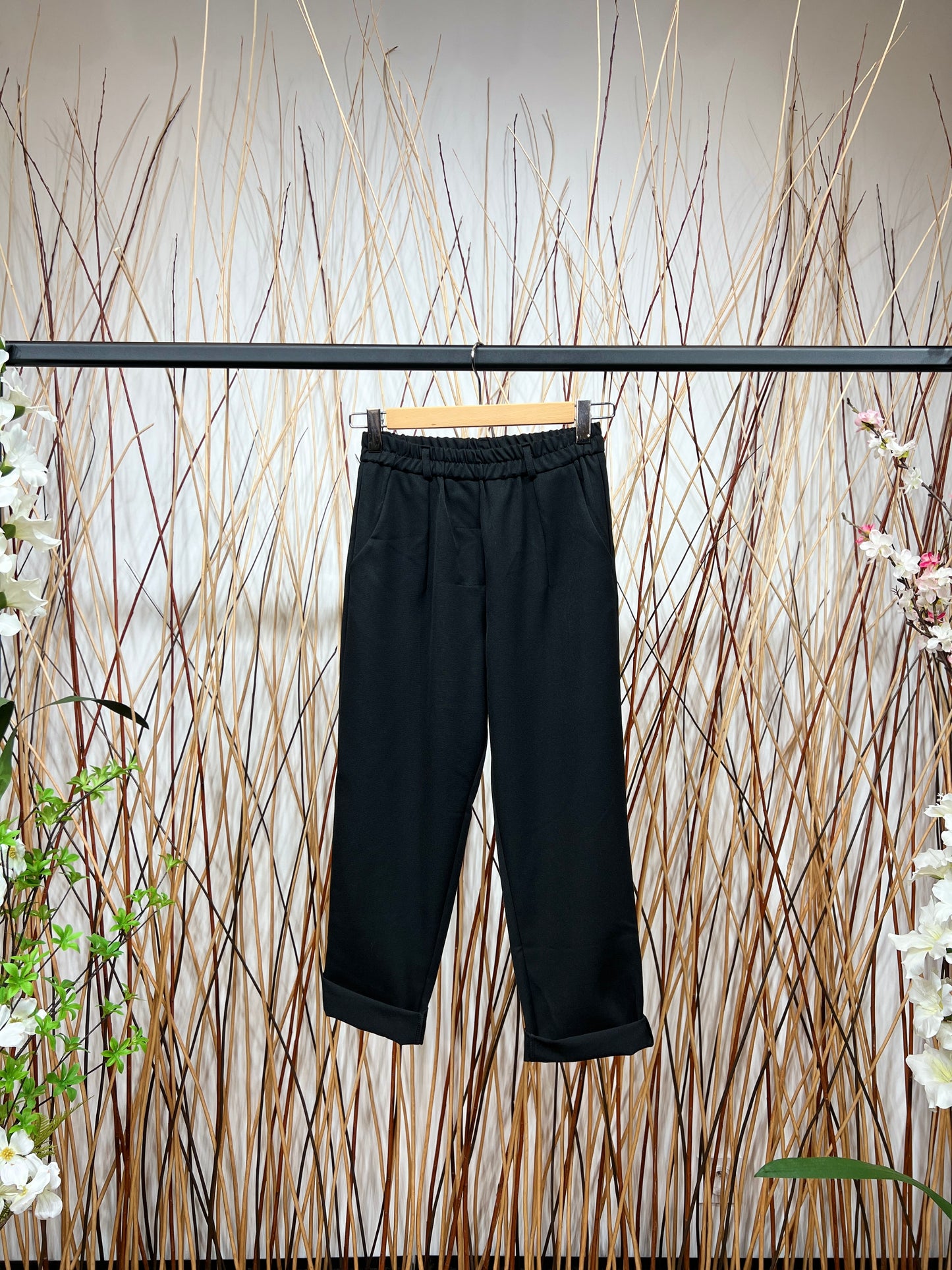 Pantalon Style Tailleur à Taille Élastique Taillé