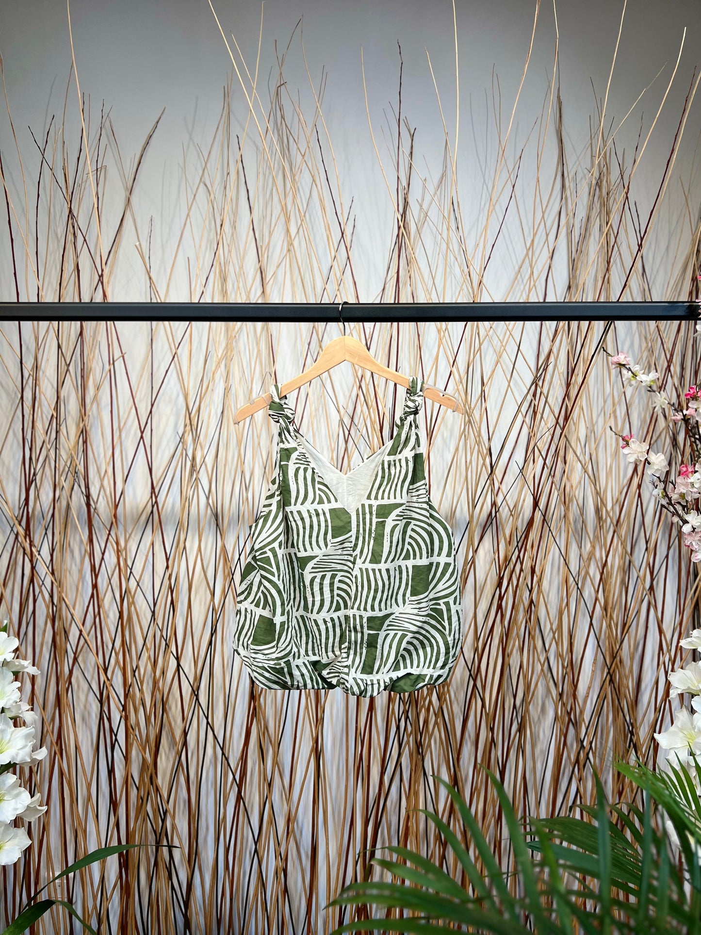 100% Cotton Elastic Tank Top with Bow Straps