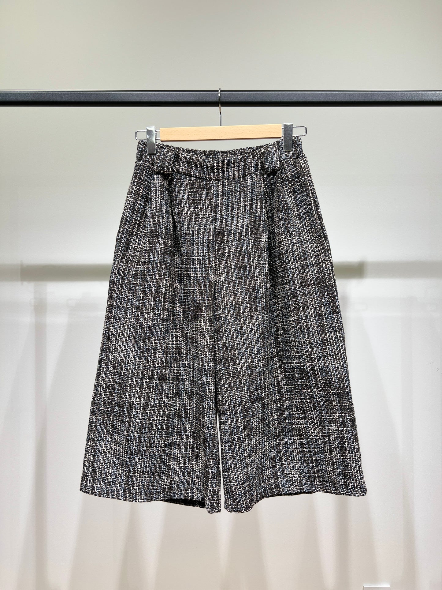 Pantalon Jupe-Culotte Toile Large Chiné Lurex à Passants