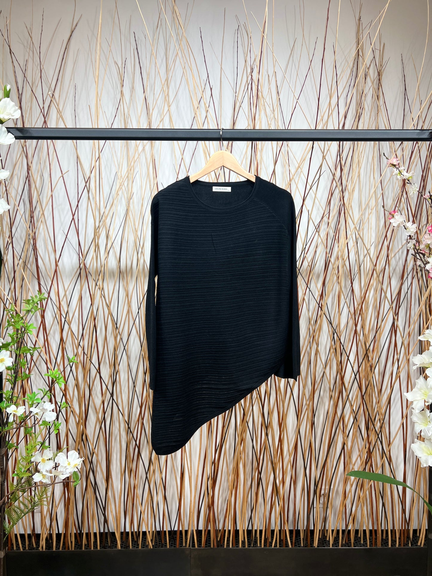 Pull Tunique Coupe Asymétrique Relief Rayures