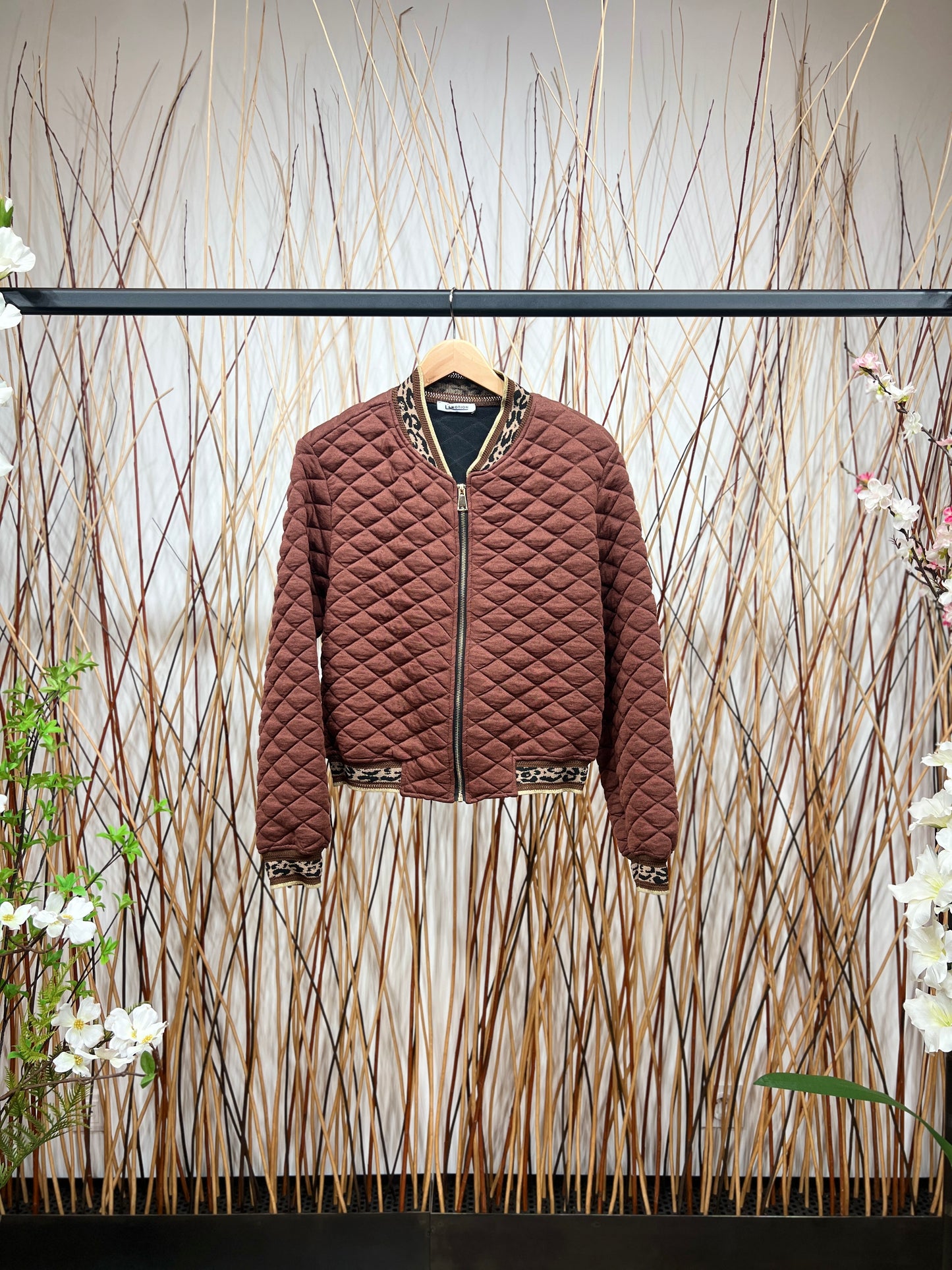 Sweat Zippé Matelassé Encolures Léopard