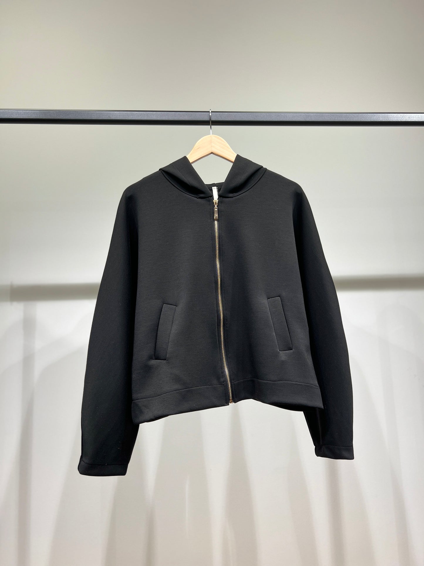 Stretch Heather Zip-Up Hoodie with Unstitched Pockets