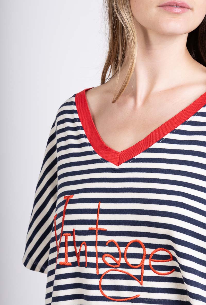 Embroidered "Vintage" sailor T-shirt, 100% cotton