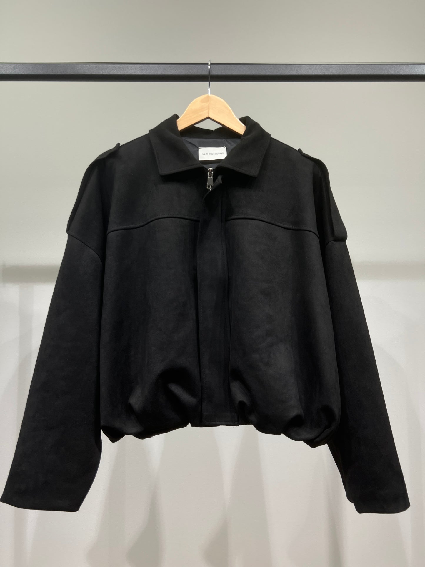 Blouson Large Zippé Coupe Blousante Épaulette Suédine