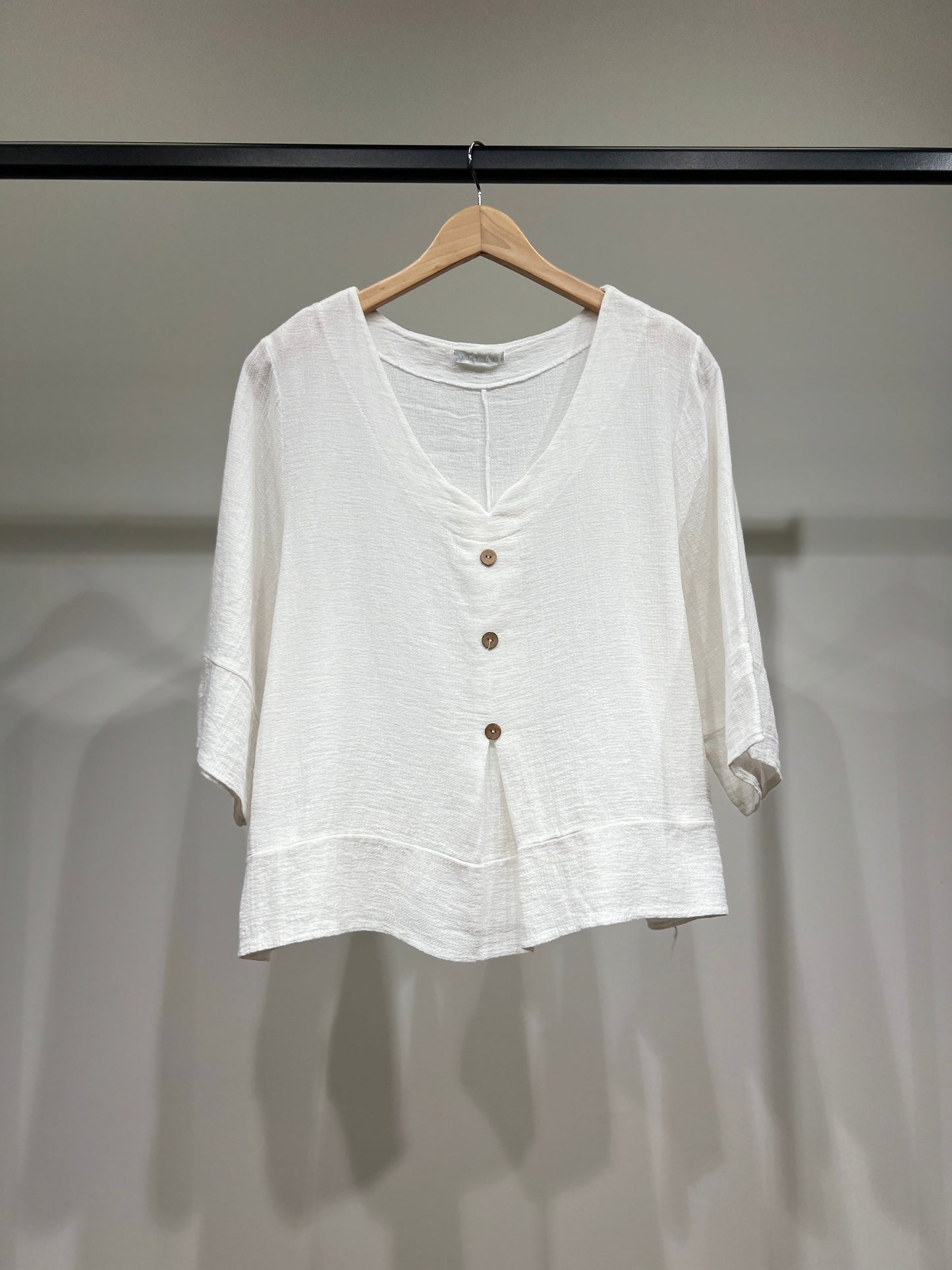 Pull Manche 3/4 Effet Cardigan 50% Lin & 50% Coton