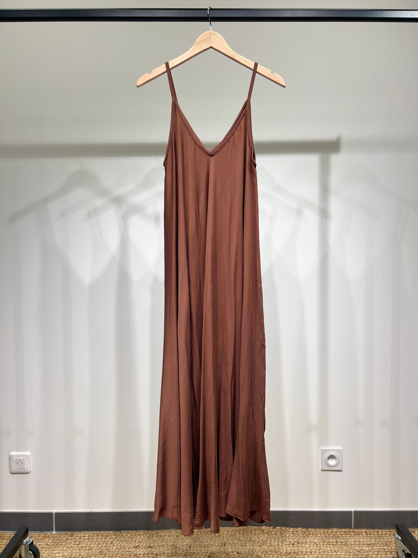100% Viscose Maxi Dress with Thin Straps