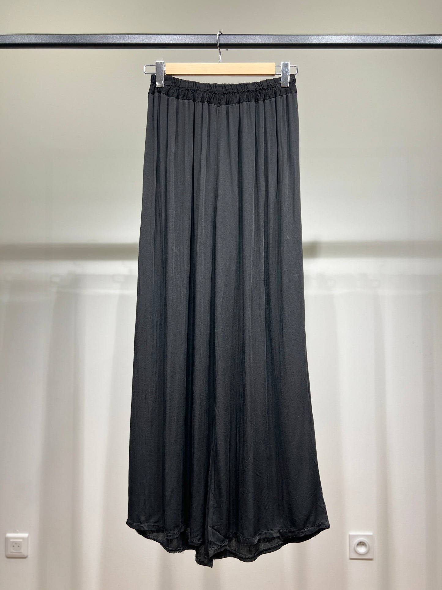 Pantalon Fluide Large à Taille Élastique 100% Viscose