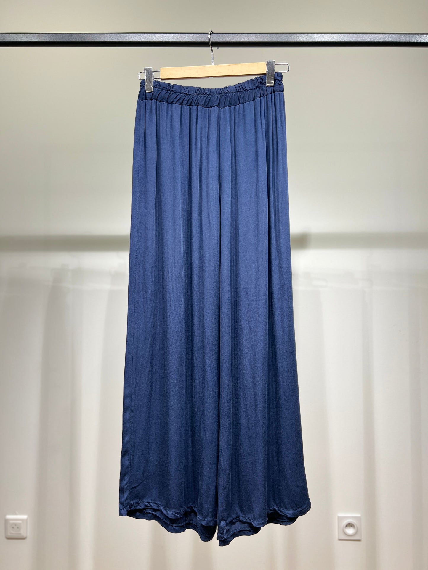 Pantalon Fluide Large à Taille Élastique 100% Viscose