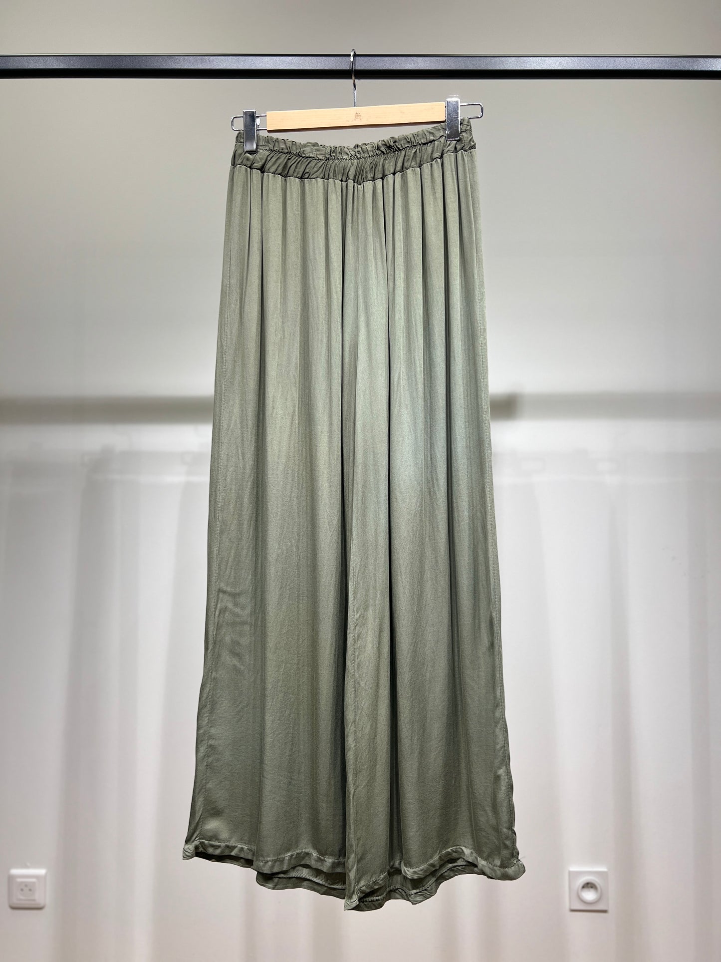 Pantalon Fluide Large à Taille Élastique 100% Viscose