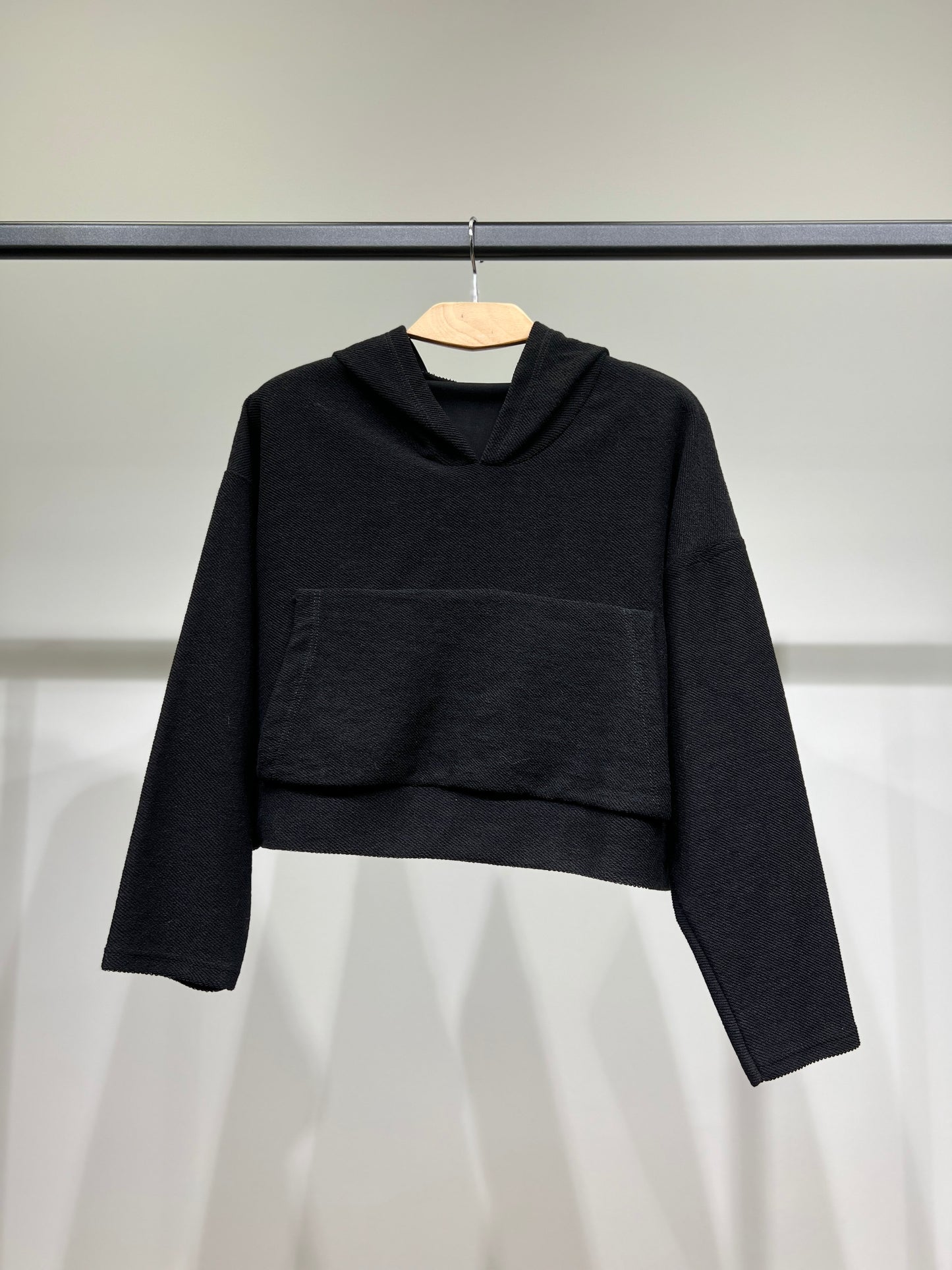 Sweatshirt Large Cropped Capuche Poche Kangourou 100% Coton