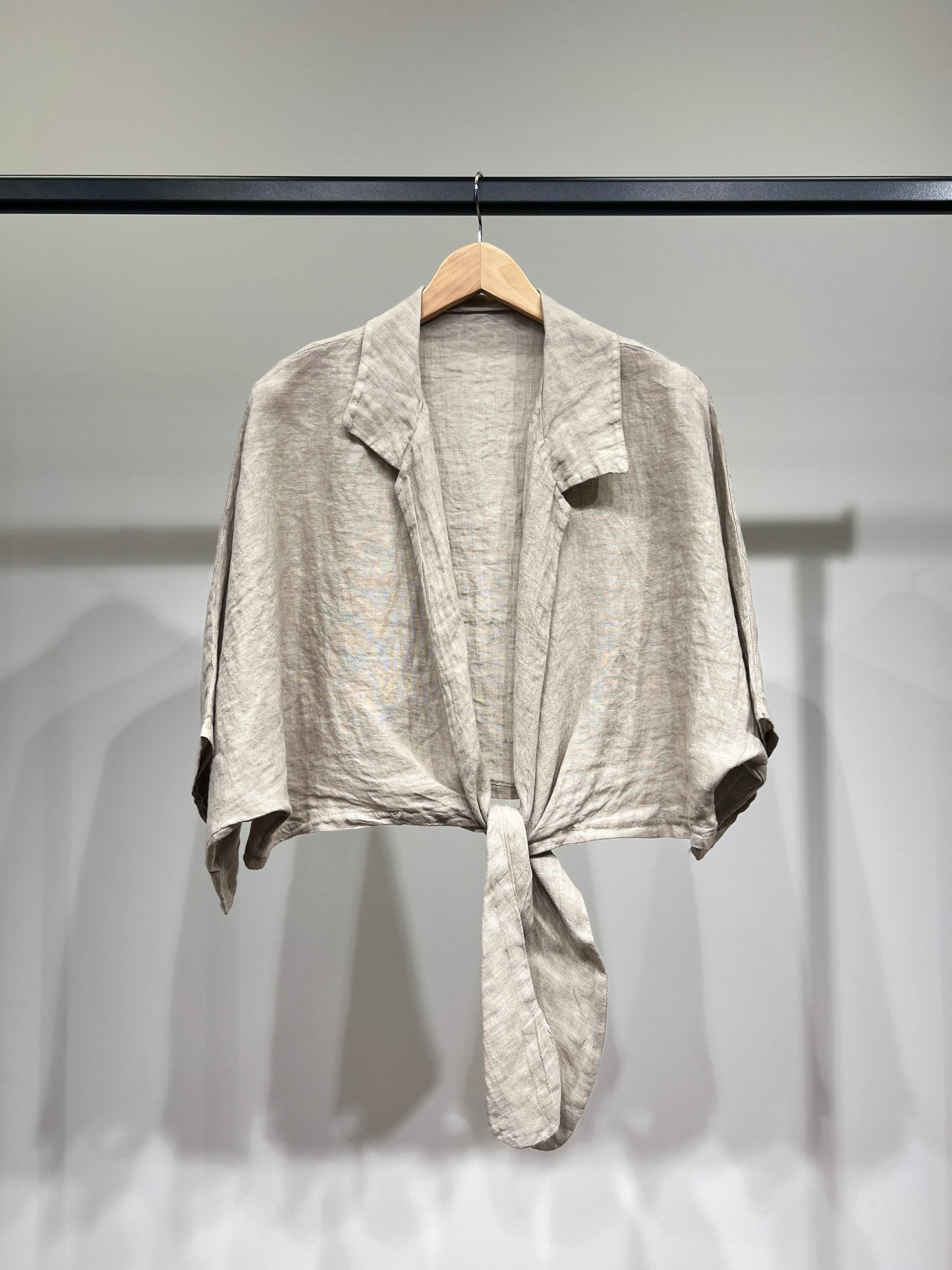 Chemisette Cropped Manche 3/4 Noué 100% Lin