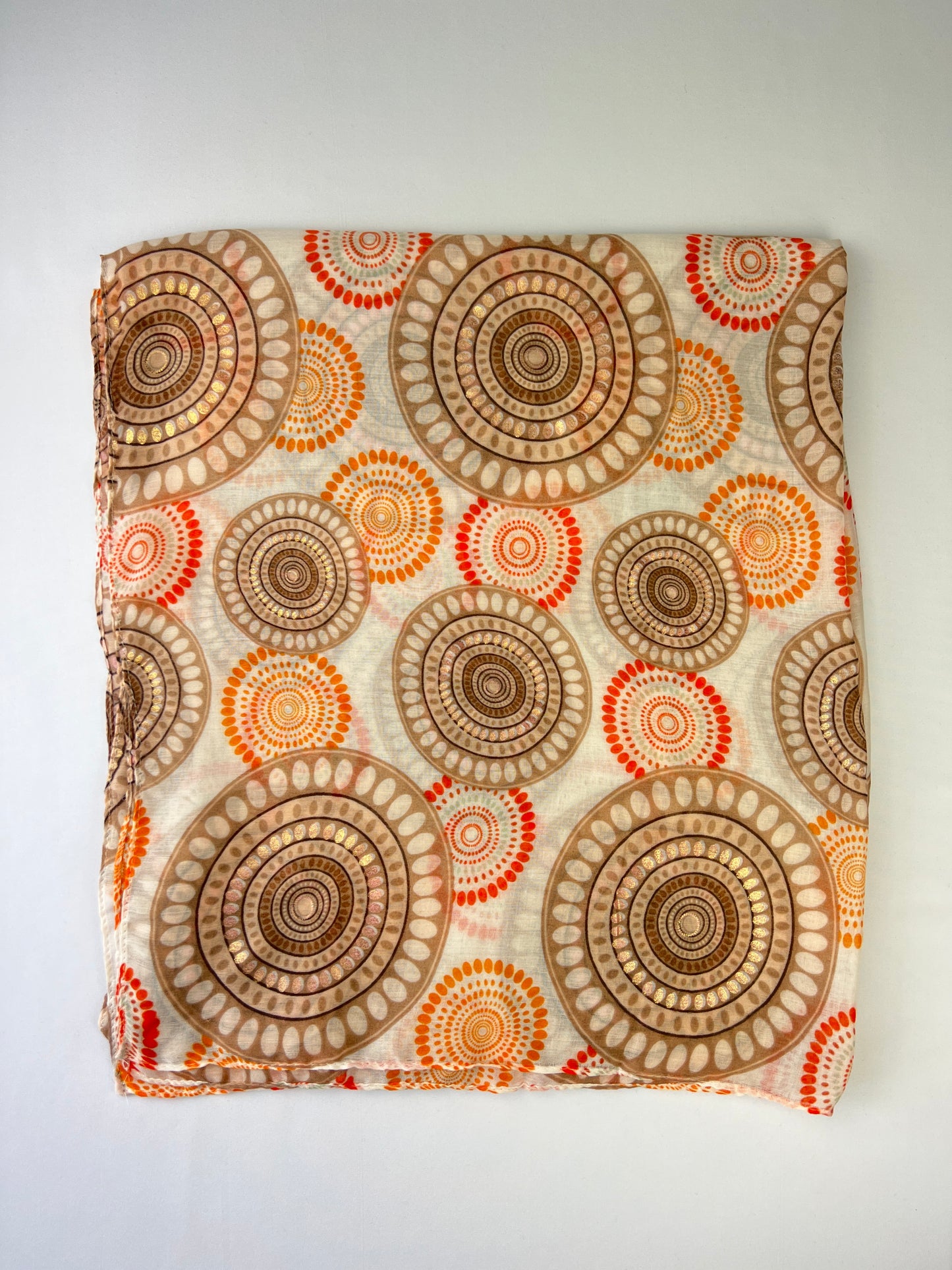 Foulard Motif Mandala Détails Argenté Taille 180x90