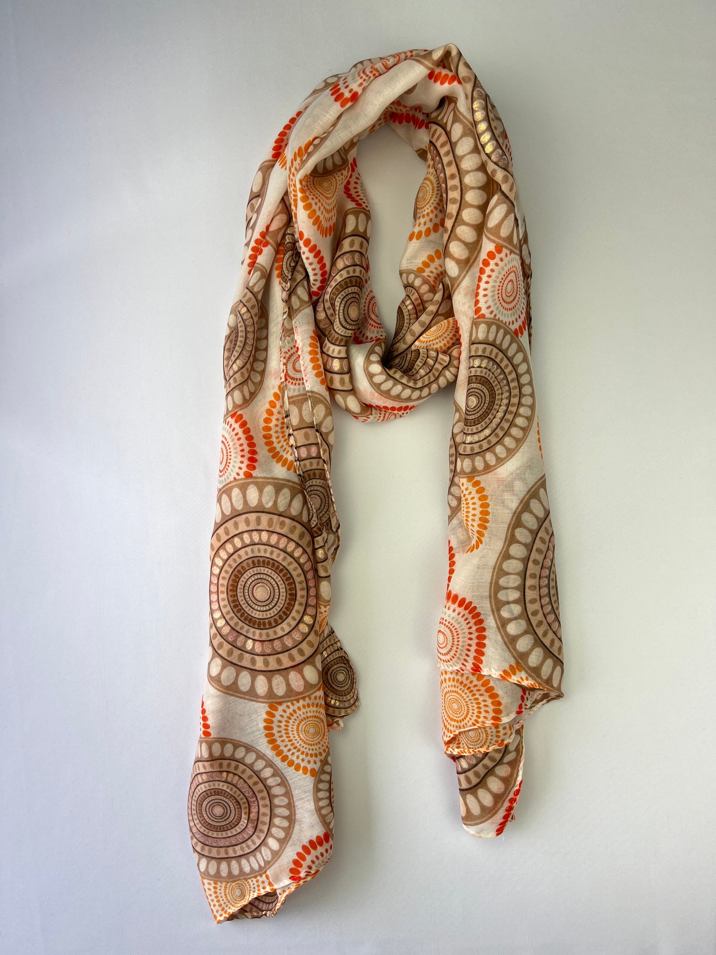Foulard Motif Mandala Détails Argenté Taille 180x90