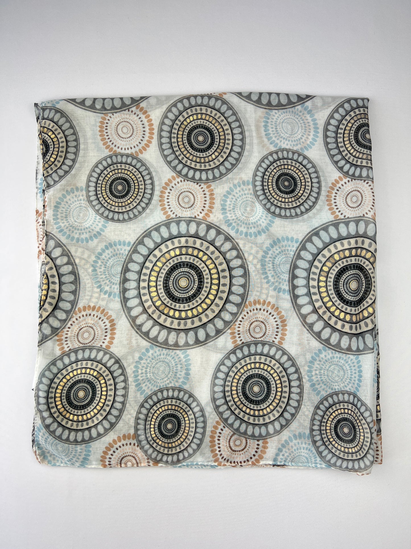 Foulard Motif Mandala Détails Argenté Taille 180x90