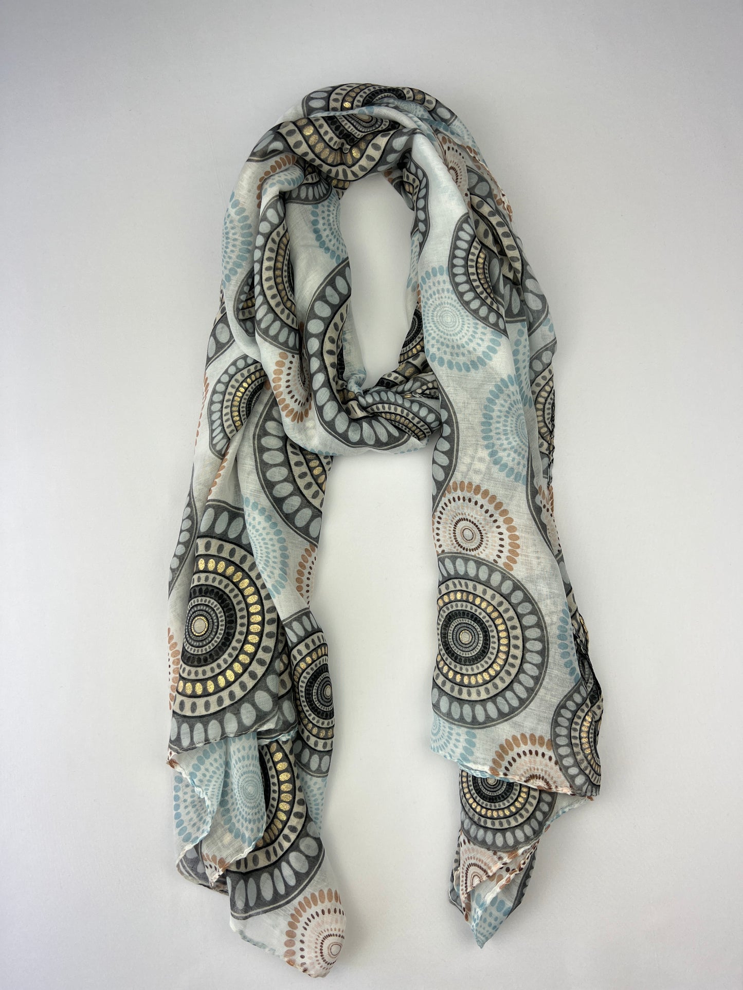Foulard Motif Mandala Détails Argenté Taille 180x90