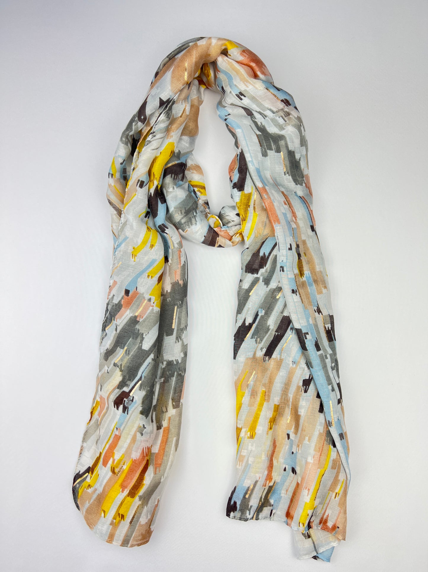 Foulard Motifs Coups De Pinceaux Multicolore Taille 180x90