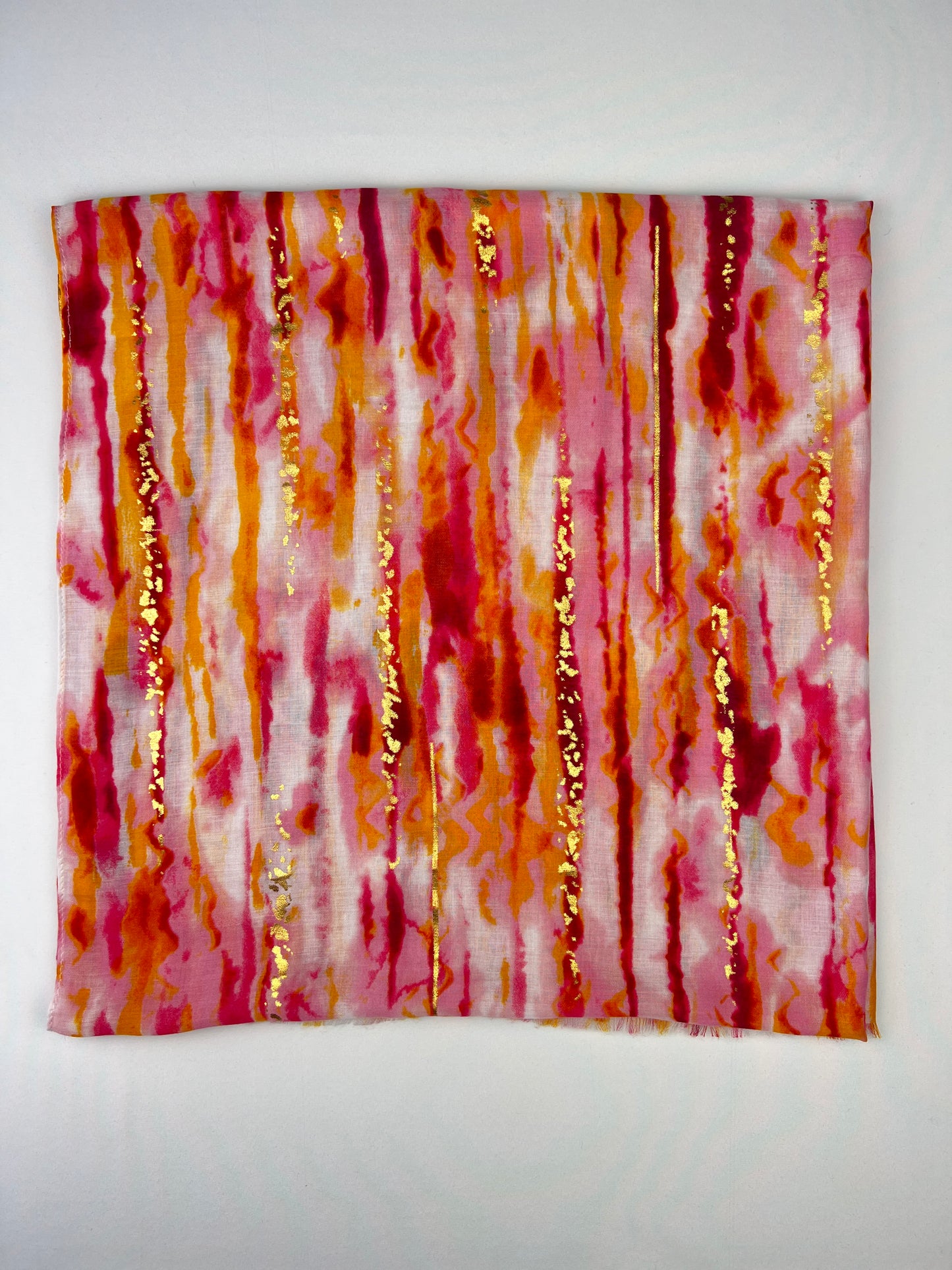 Foulard Motif Coups De Pinceaux Tâches Dorée Effet Effiloché