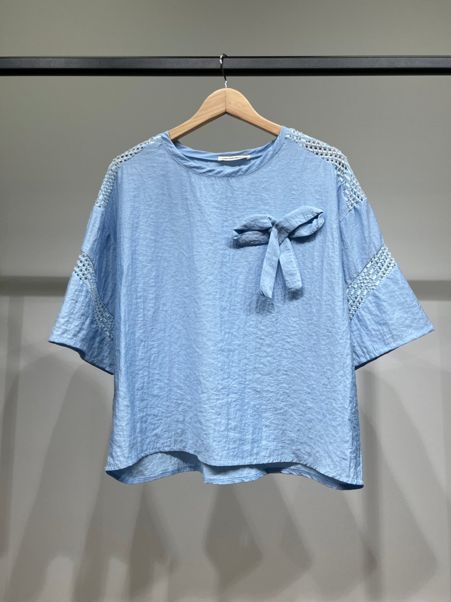 T-Shirt Large Manche 3/4 à Maille Fil Argenté 100% Viscose
