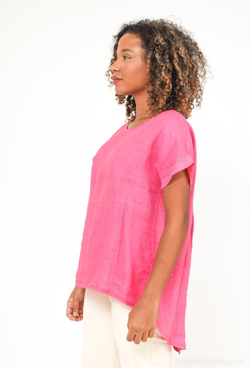 T-Shirt Ouverture Dorsale Boutonnée 100% Lin