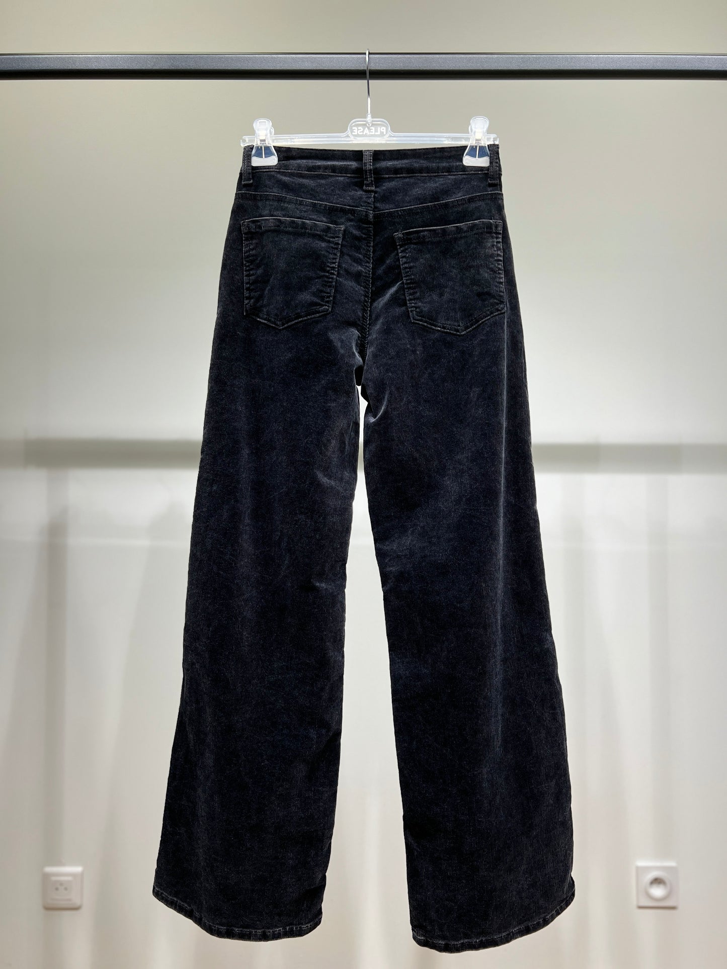 Pantalon Jean Coupe Large Velours Côtelé Taillé S-M-L