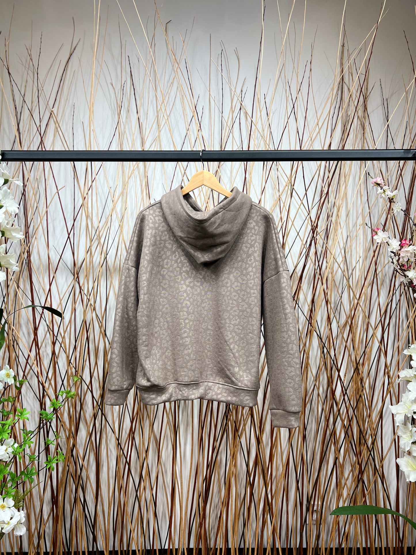 Sweat à Capuche Large Confort Motif Léopard Coton