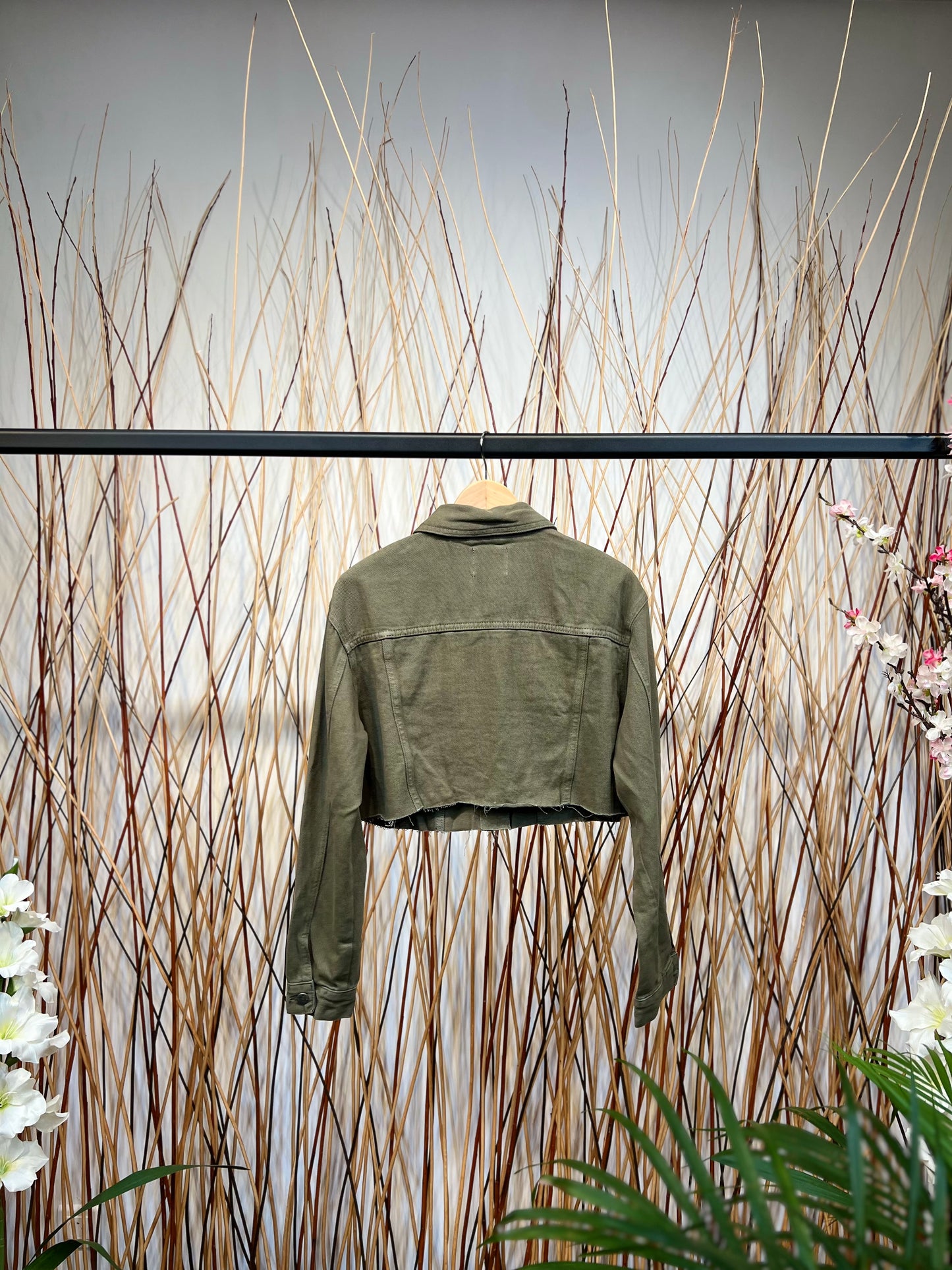 Veste Denim Manche Longue Cropped 100% Coton Taillé S/M