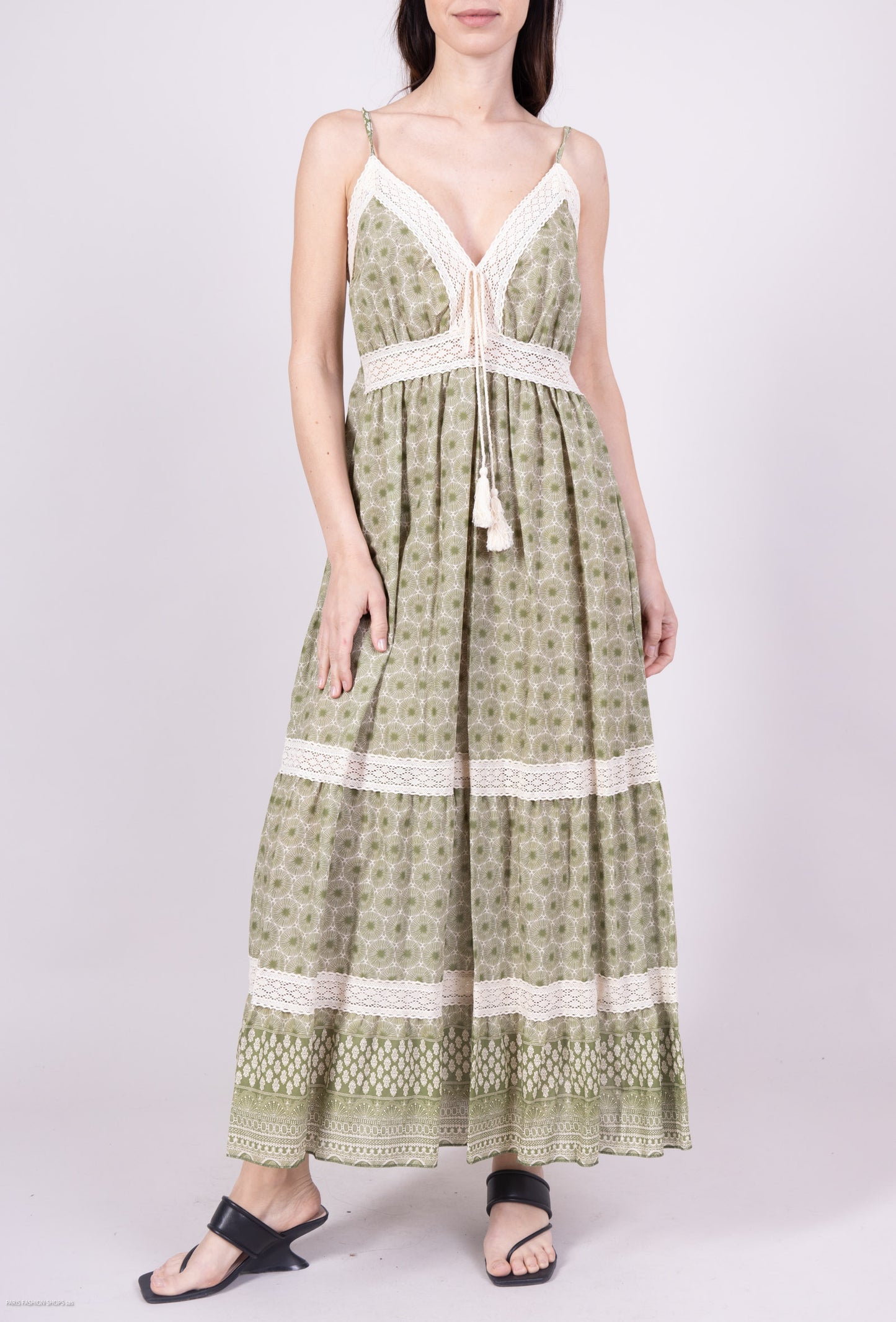Robe D'Été Dentelle Motif Fleur Corde Décorative 100% Coton