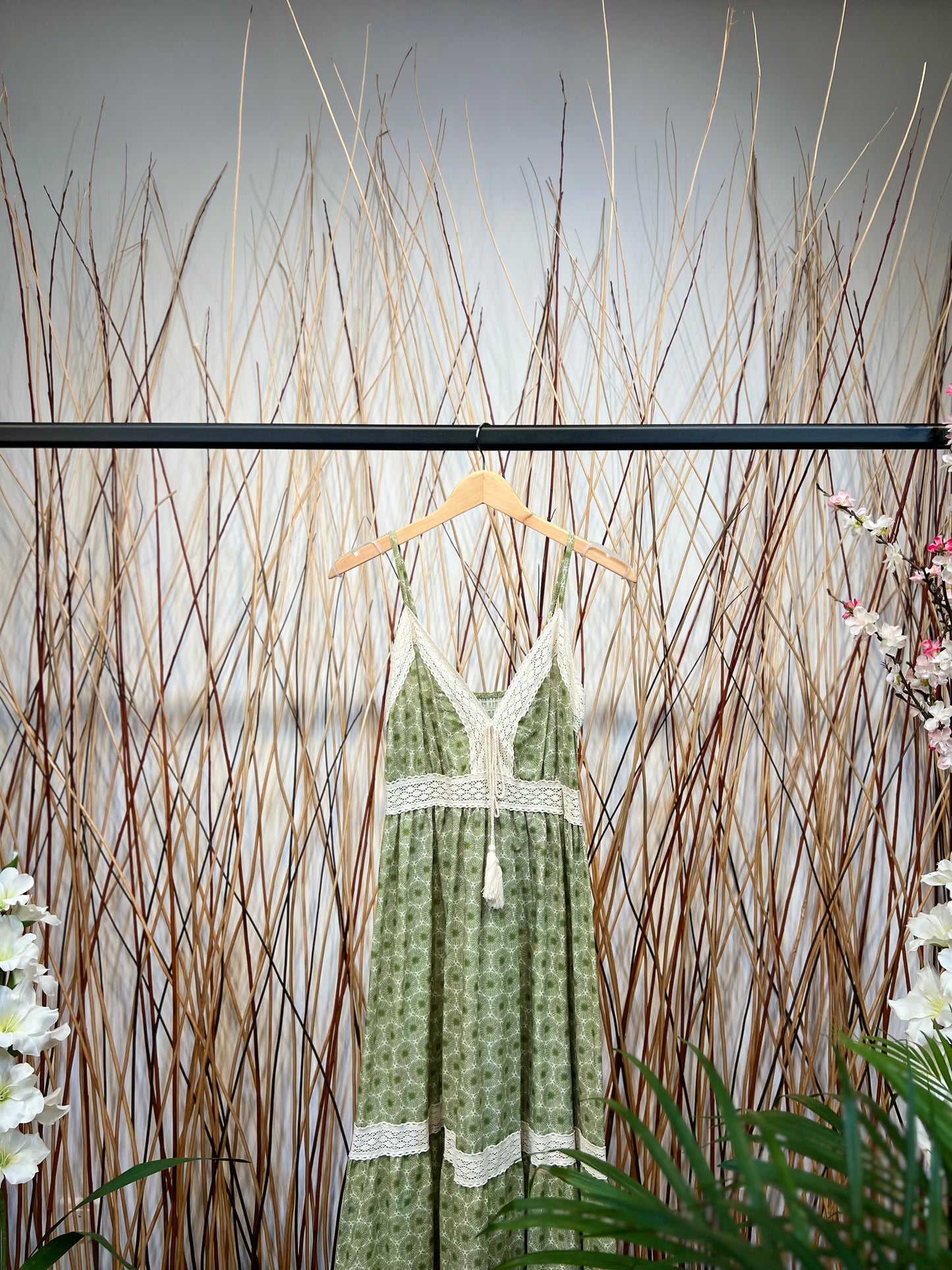 Robe D'Été Dentelle Motif Fleur Corde Décorative 100% Coton