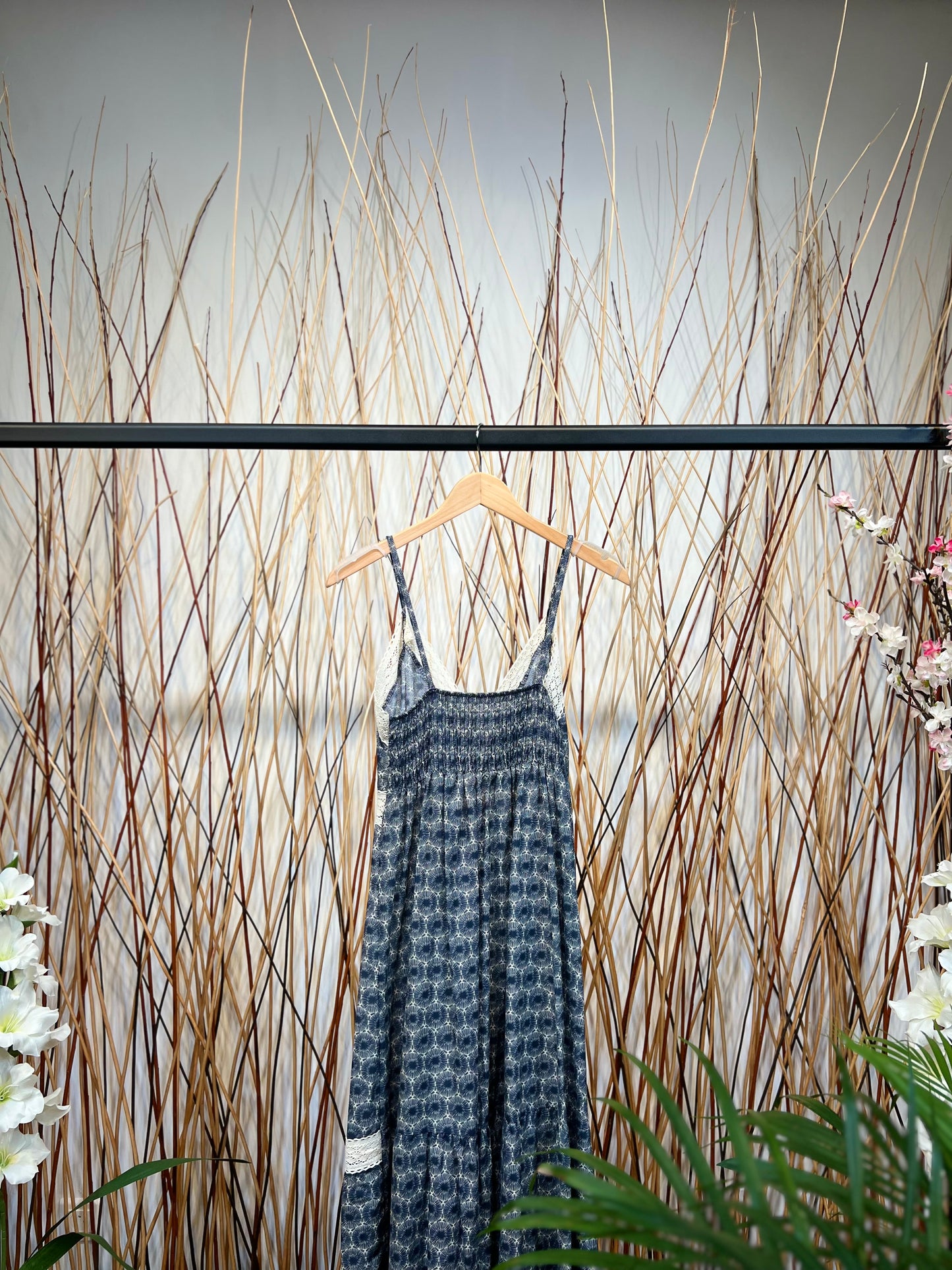 Robe D'Été Dentelle Motif Fleur Corde Décorative 100% Coton