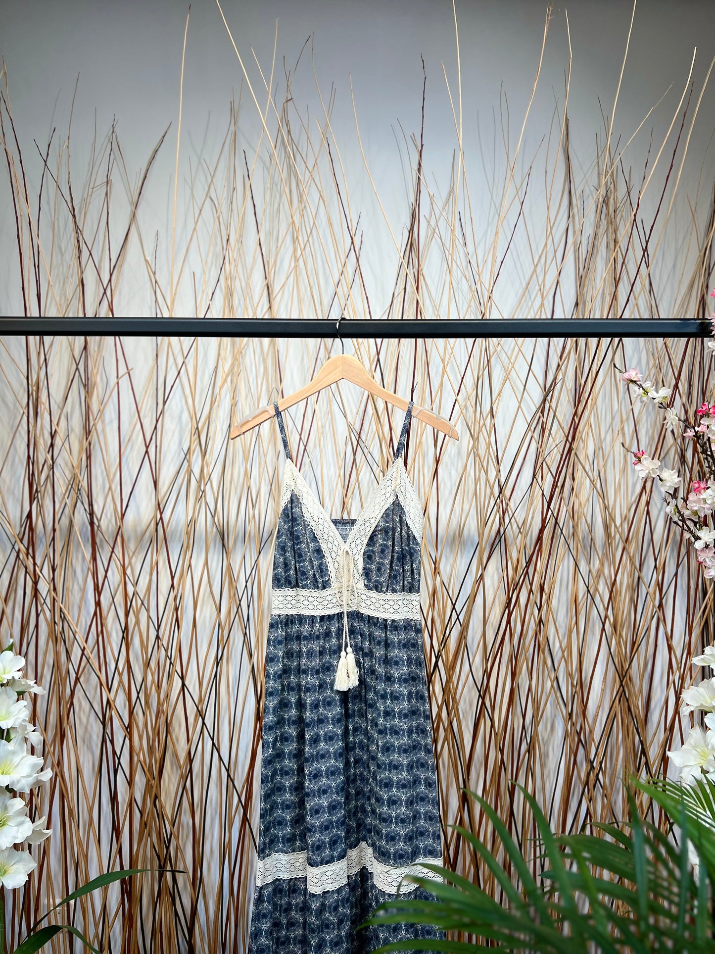 Robe D'Été Dentelle Motif Fleur Corde Décorative 100% Coton