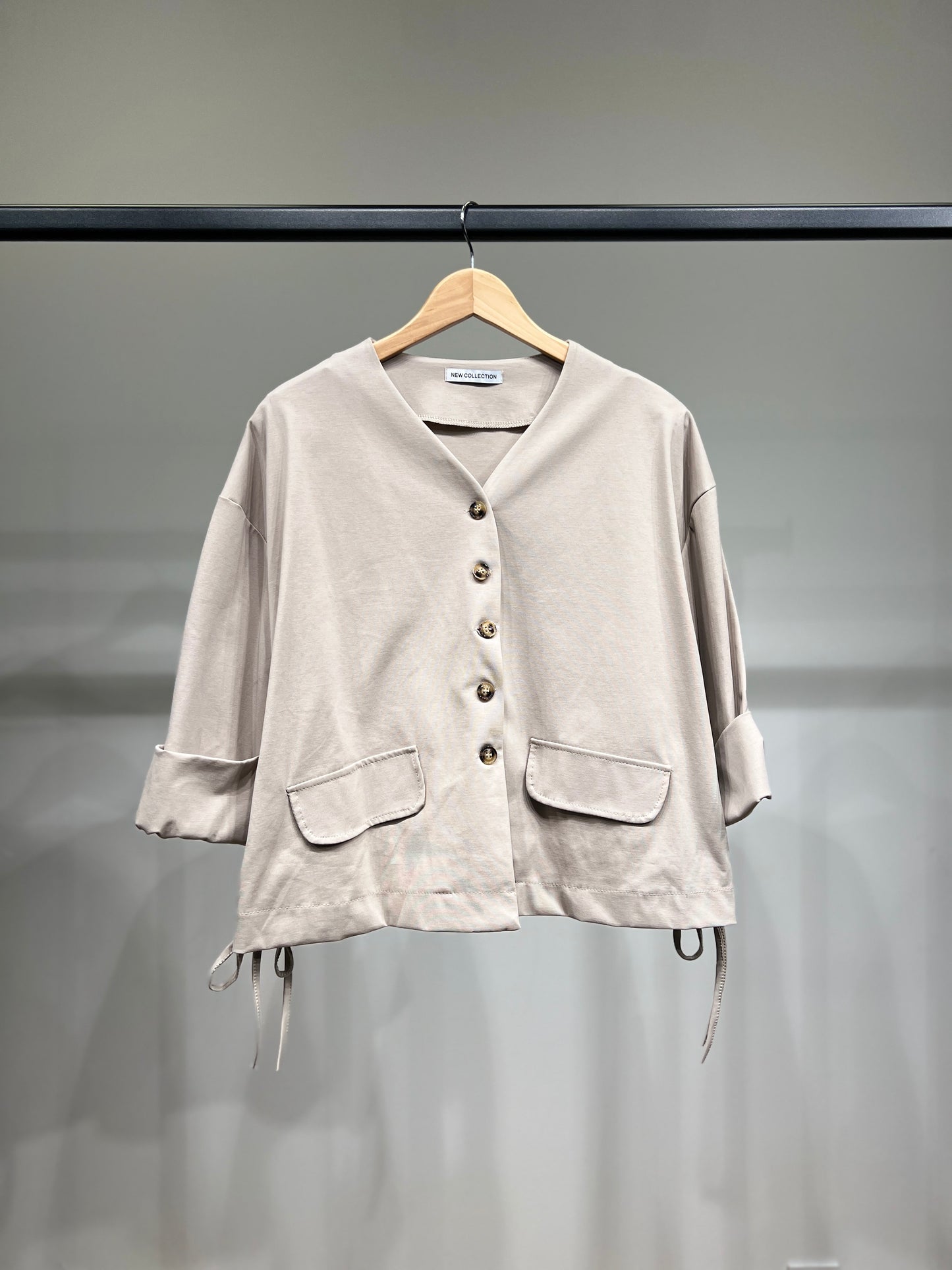 Gilet Col V Taille Cordon De Serrage Poches