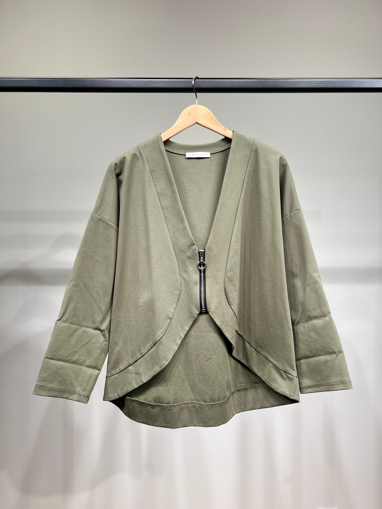 Gilet Zippé Court Col V Dégagé Coton/Polyamide