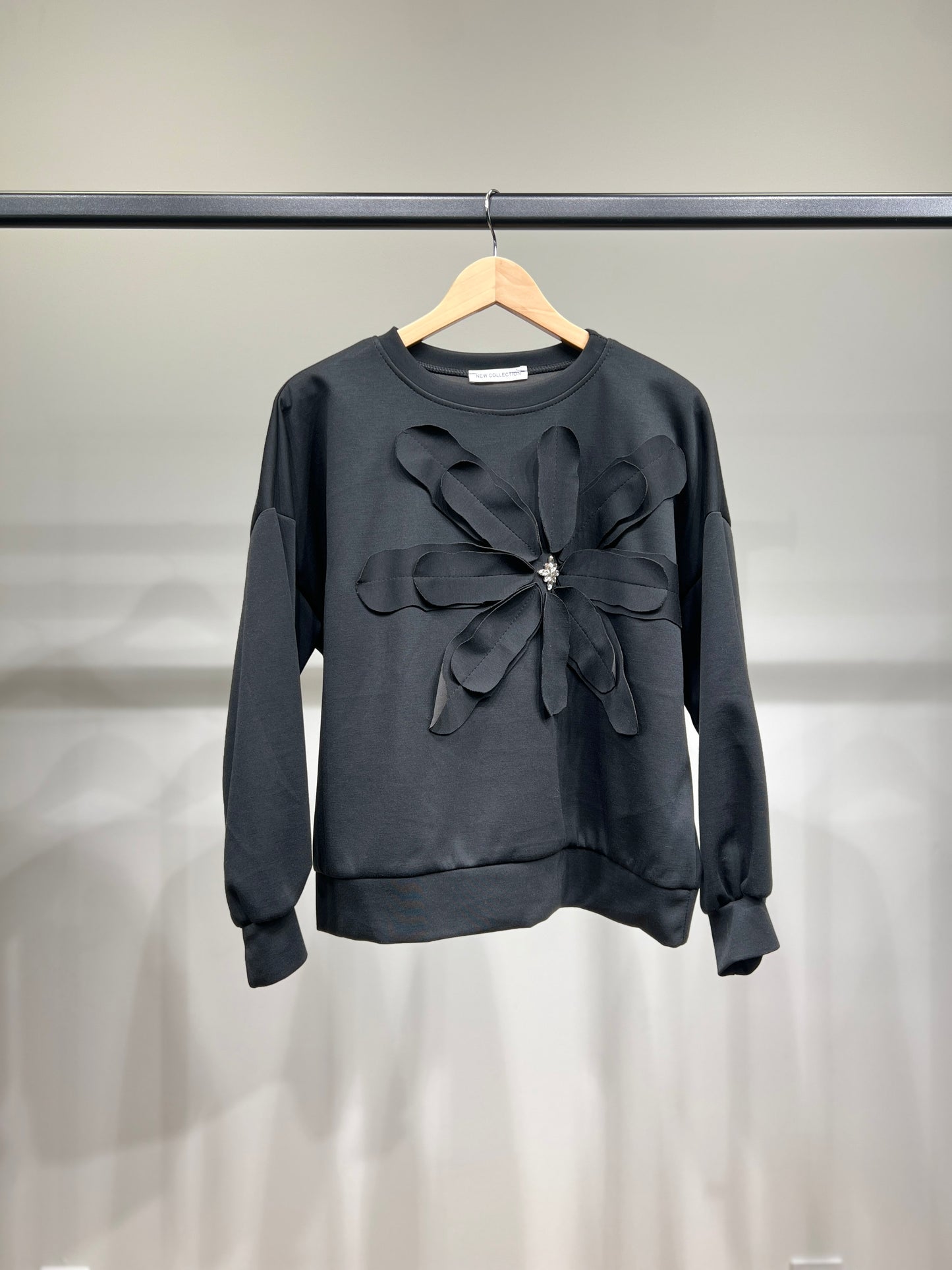 Sweatshirt Chiné Bijoux Fleur Cousue Viscose/Élasthanne