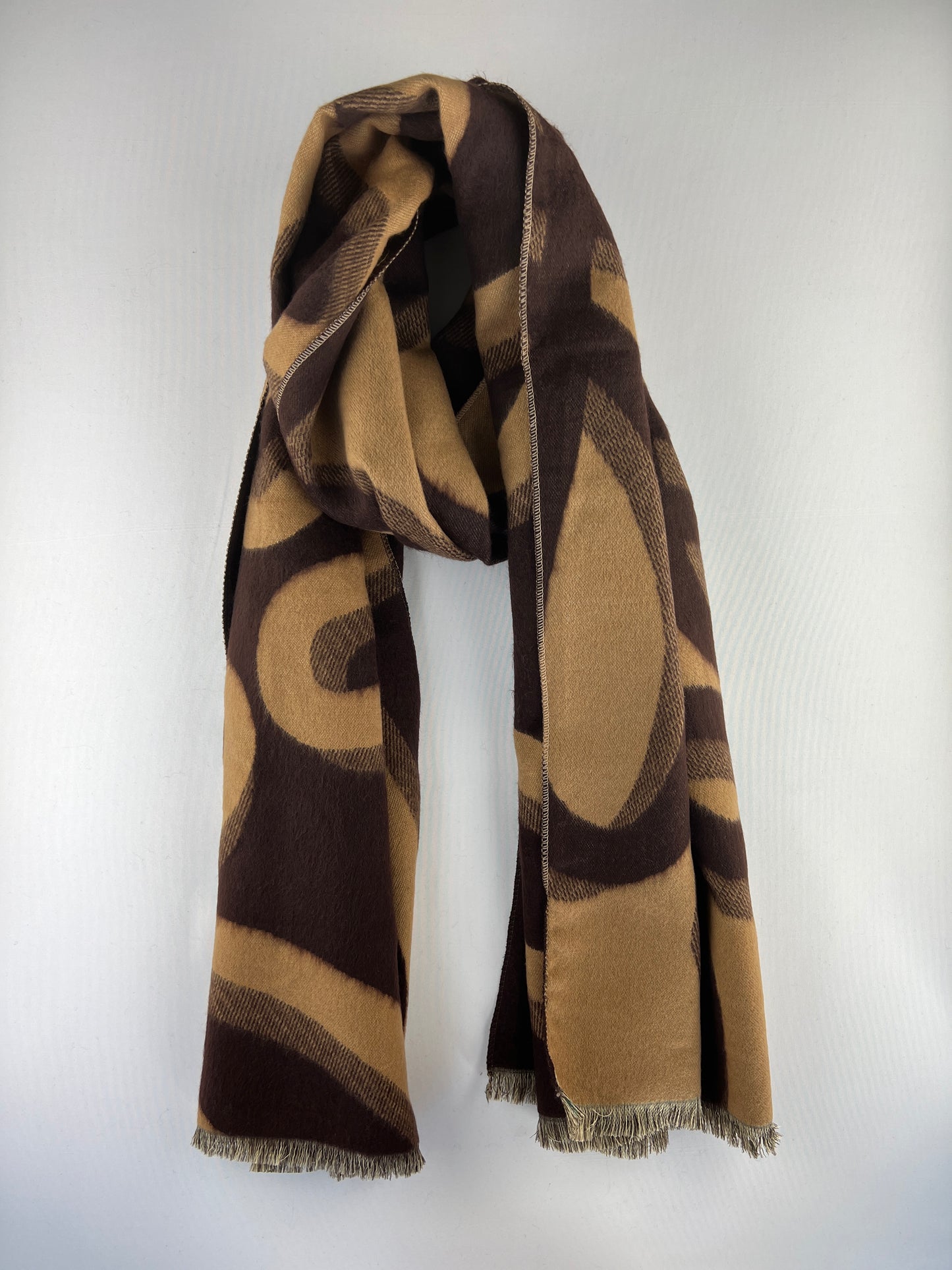 Écharpe Motif Ruban à Franges 30% Cachemire 20% Laine