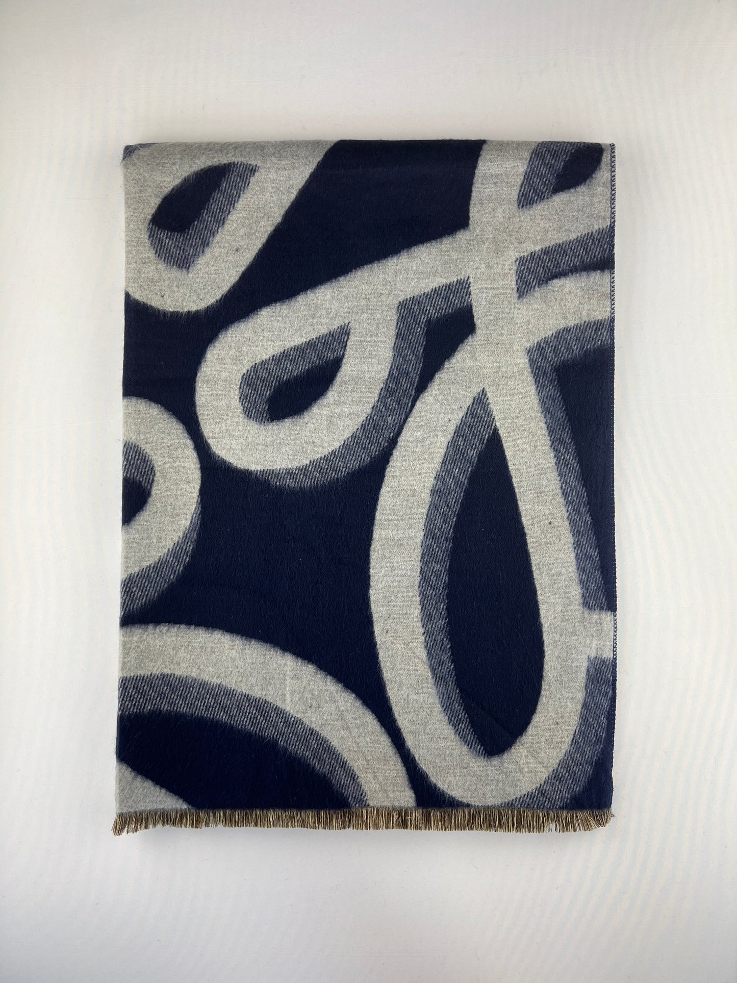 Écharpe Motif Ruban à Franges 30% Cachemire 20% Laine