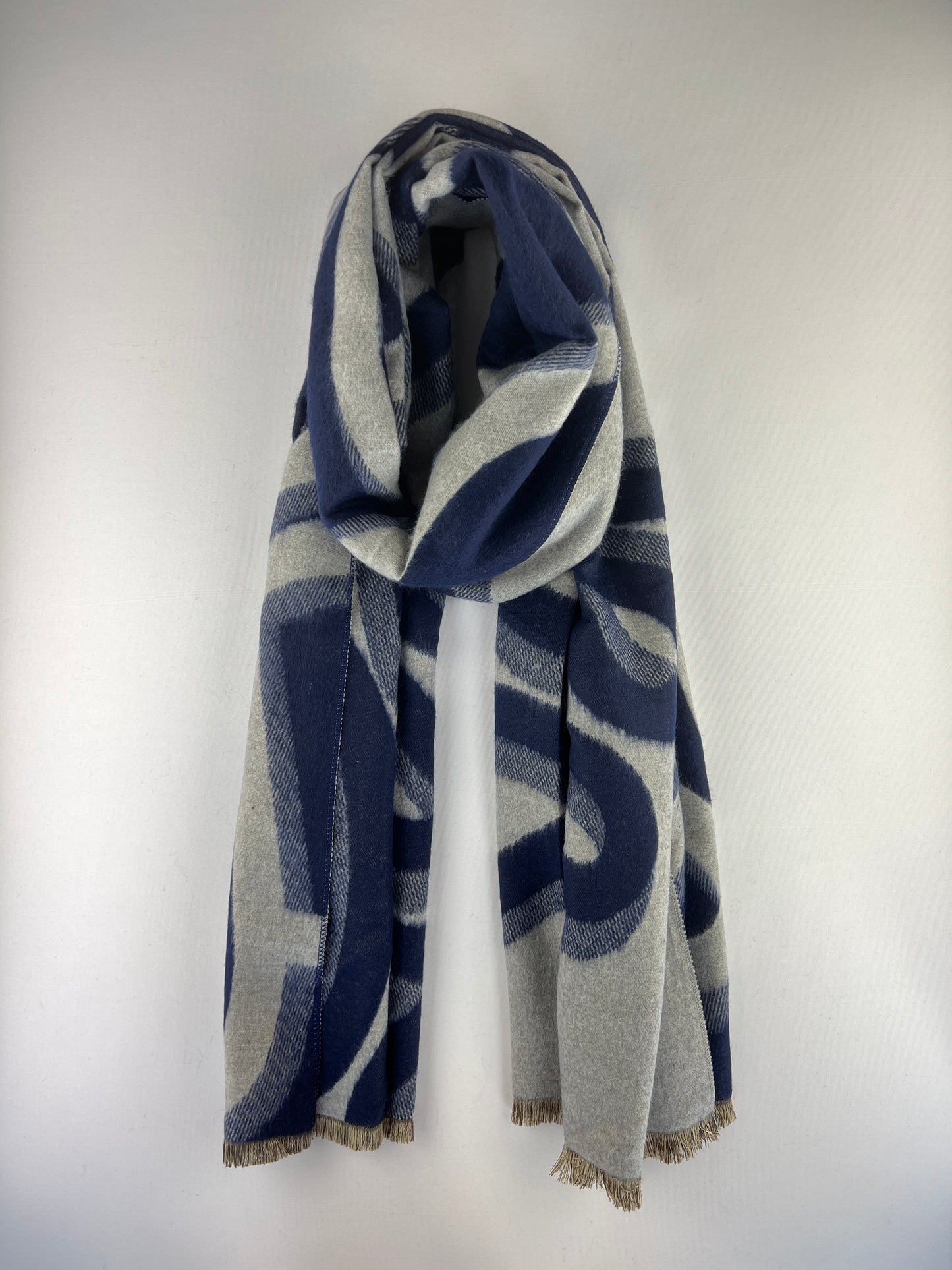 Écharpe Motif Ruban à Franges 30% Cachemire 20% Laine