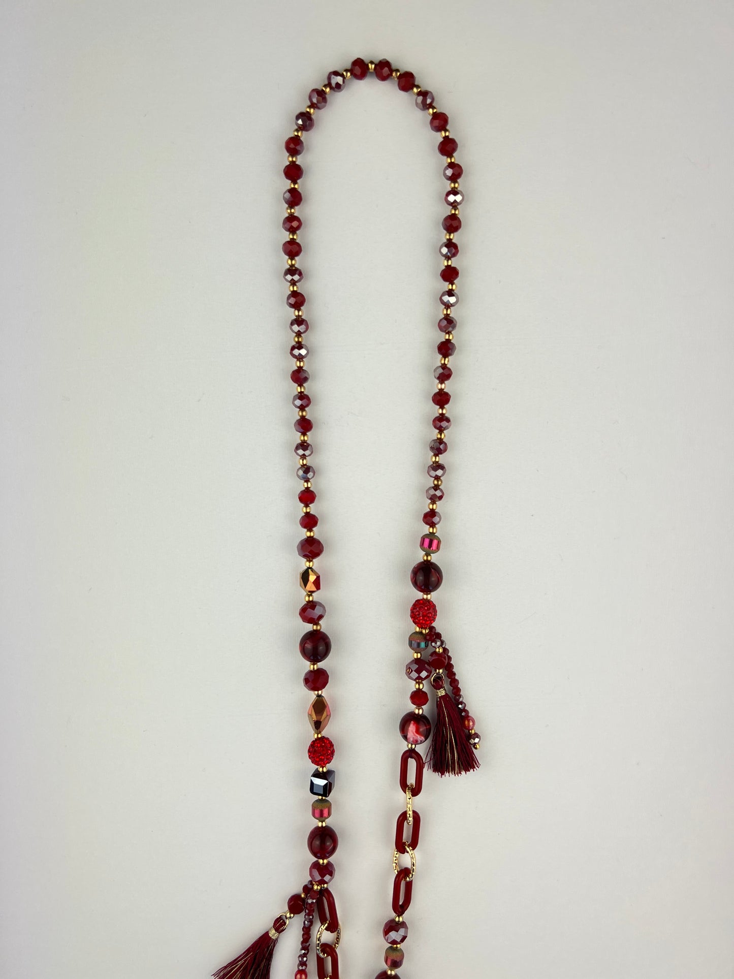 Collier Sautoir à Pendentif Pampilles Boucles Et Perles