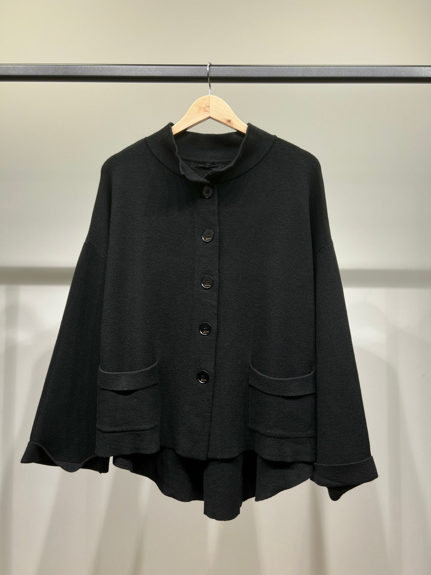 Gilet Large à Poches Col Montant Stretch Taille High-Low