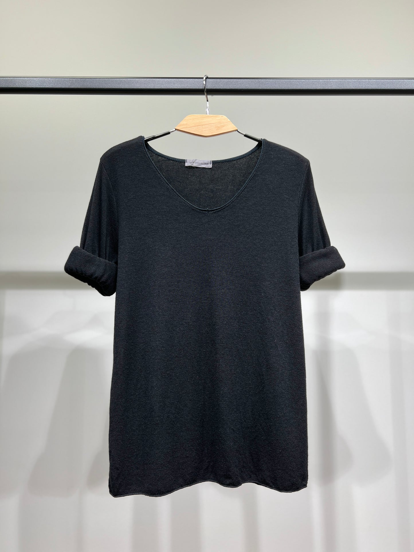 T-Shirt Confort Manche Longue Col V 30% Laine 30% Angora