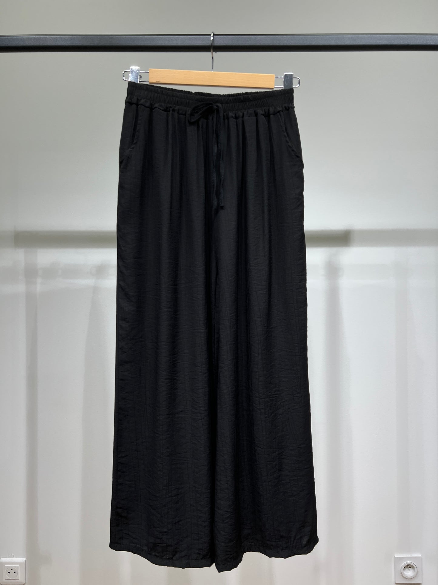 Pantalon Large Léger Taille Élastique & Cordon De Serrage
