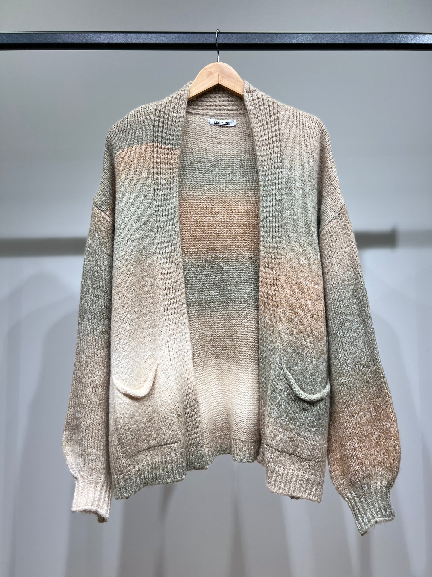 Cardigan Large à Poches Motif Dégradés 18% Laine