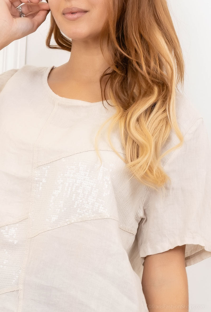 T-Shirt Col Rond 100% Lin