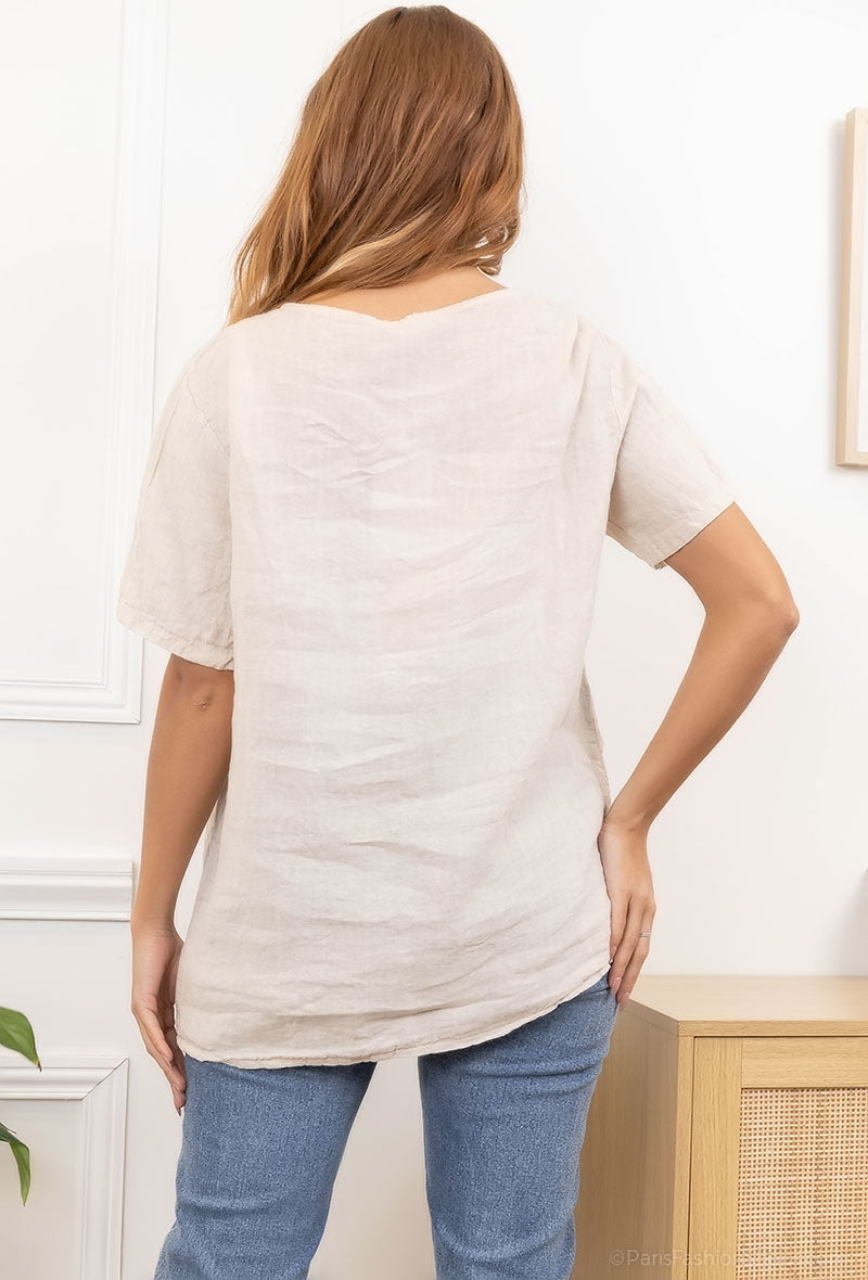 T-Shirt Col Rond 100% Lin