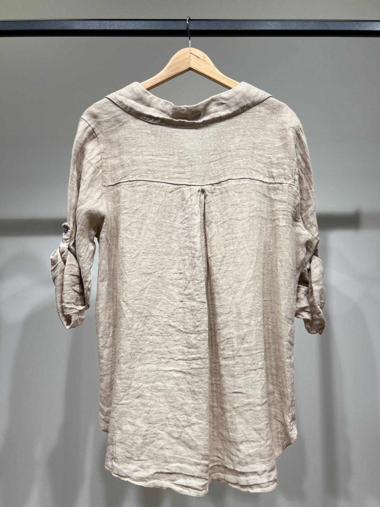 Chemise Manche Retroussable à Nouer à L'Avant 100% Lin