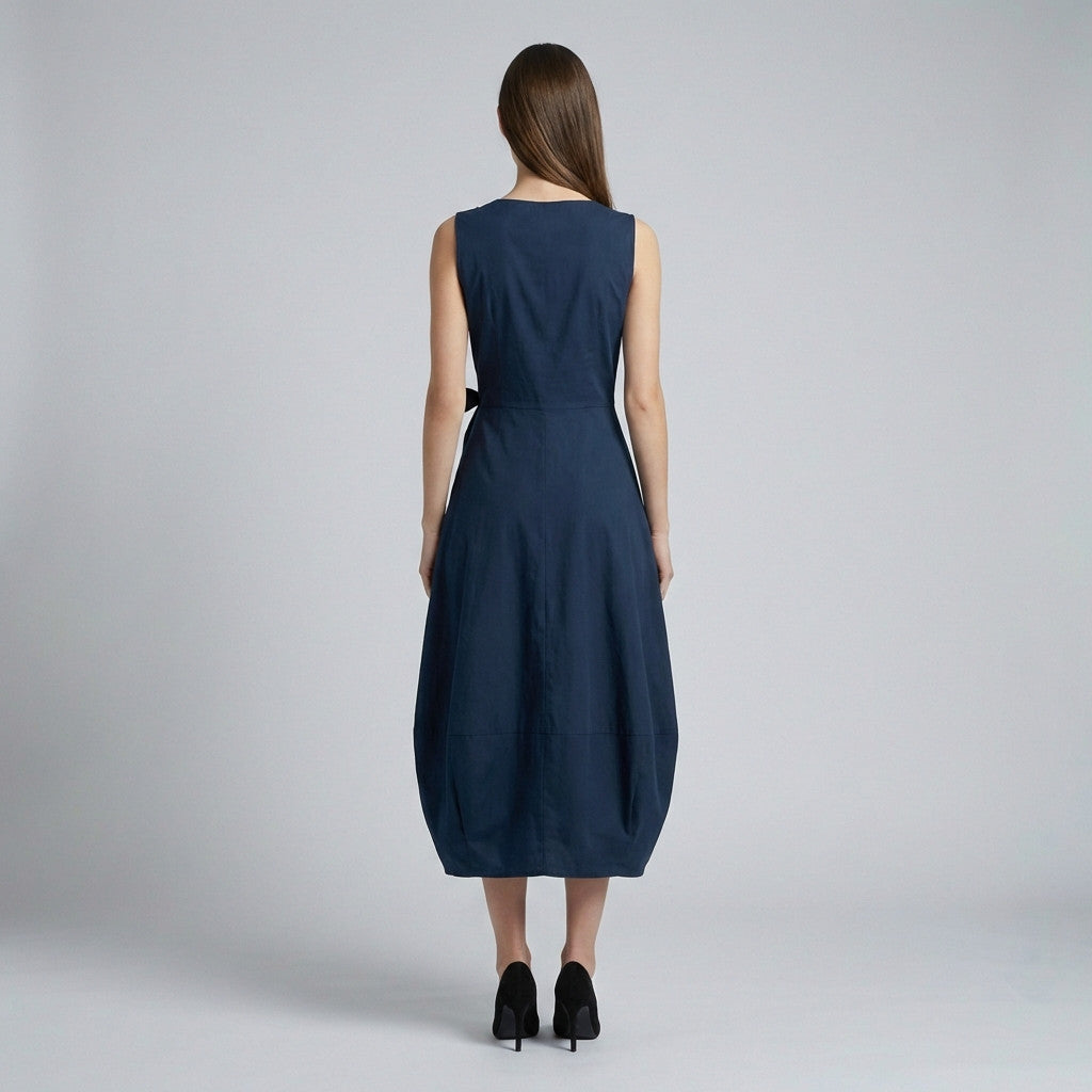 Robe Cache Cœur Poches Fonctionnelles Nœud Ajustable Taillé