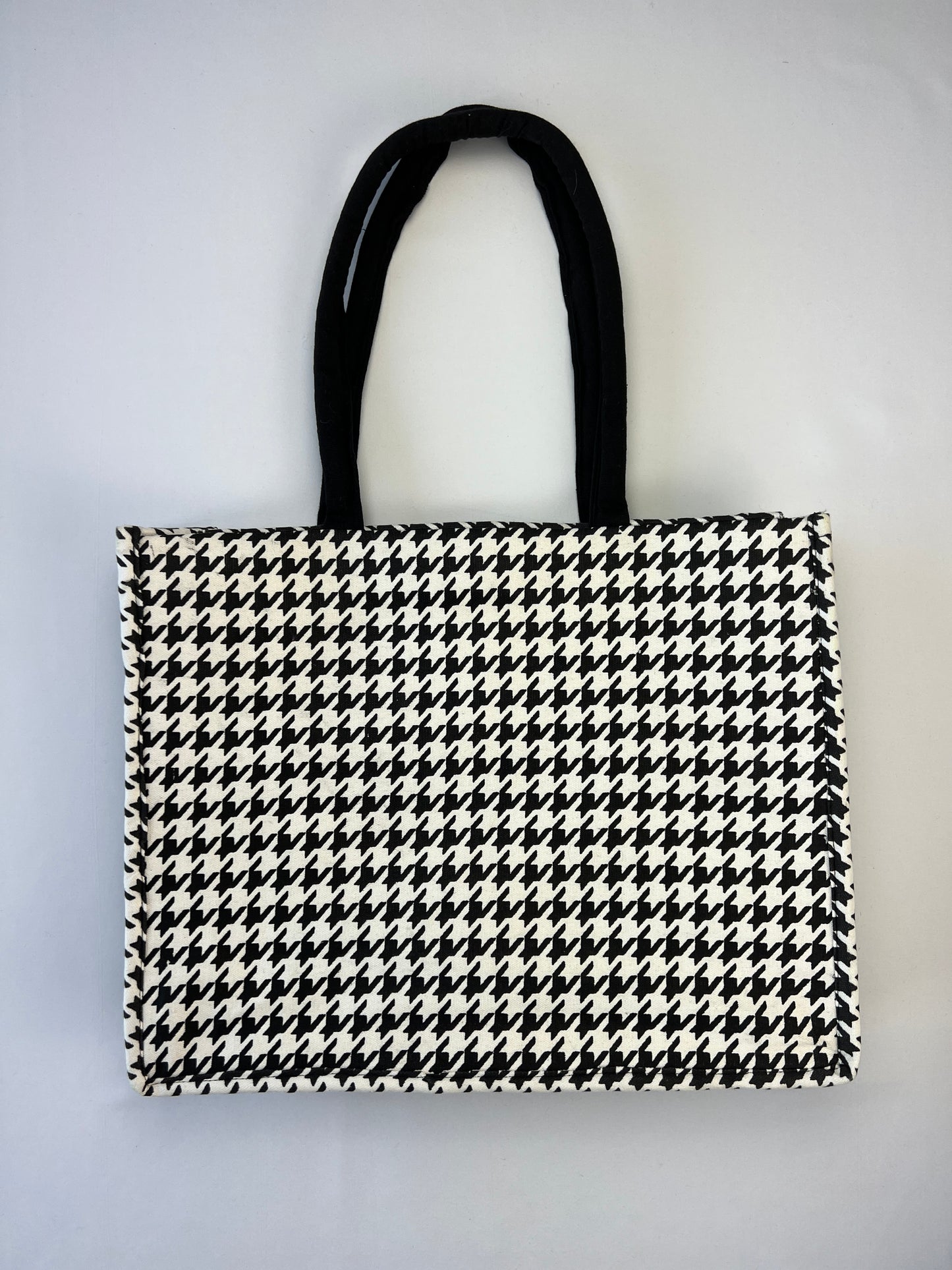 Sac Toile De Jute Motif Pied De Poule "Rive Droite" à Poche Intérieur