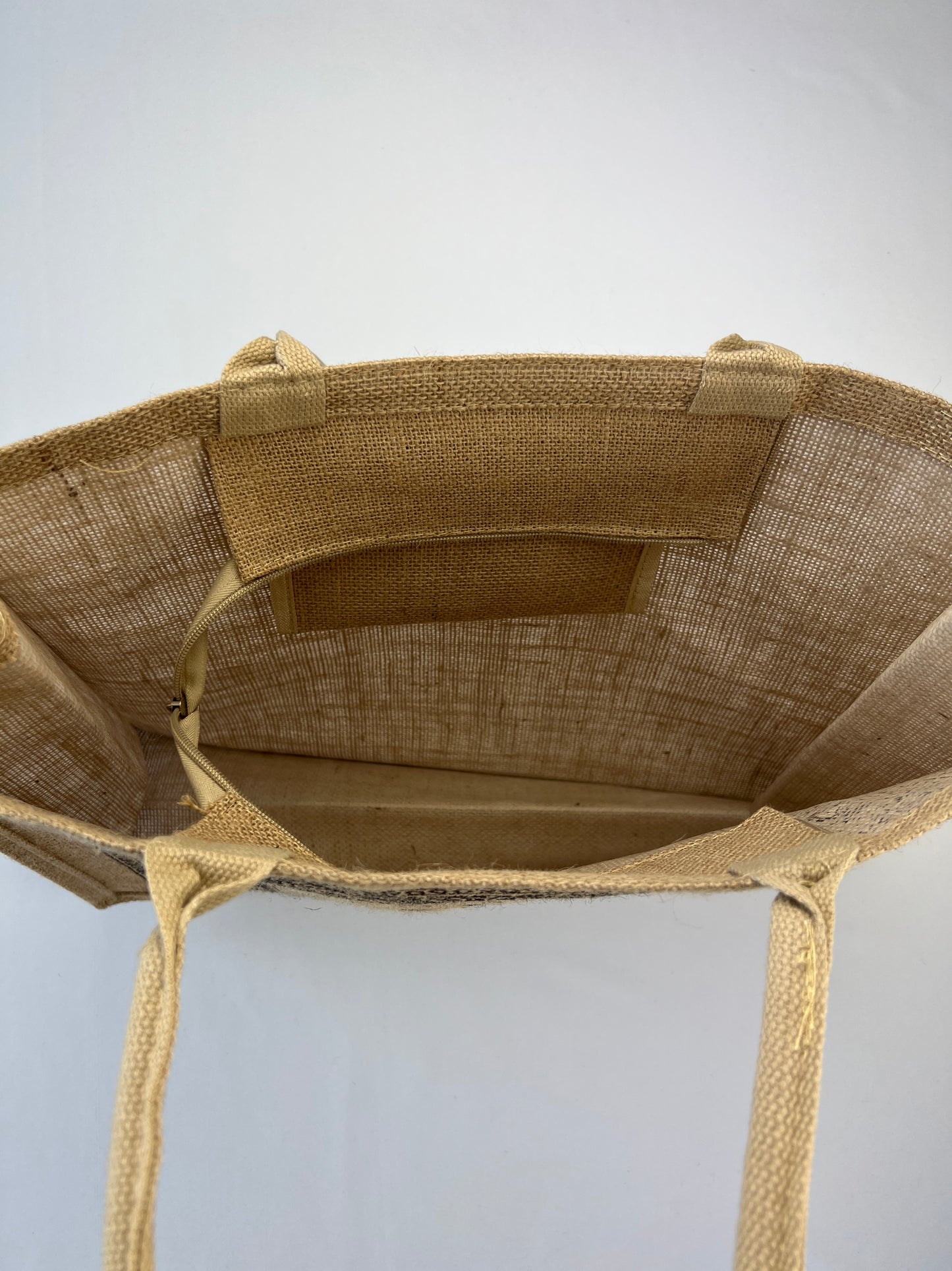 Sac Toile De Jute Poche Intérieure Motif Cachemire 100% Lin