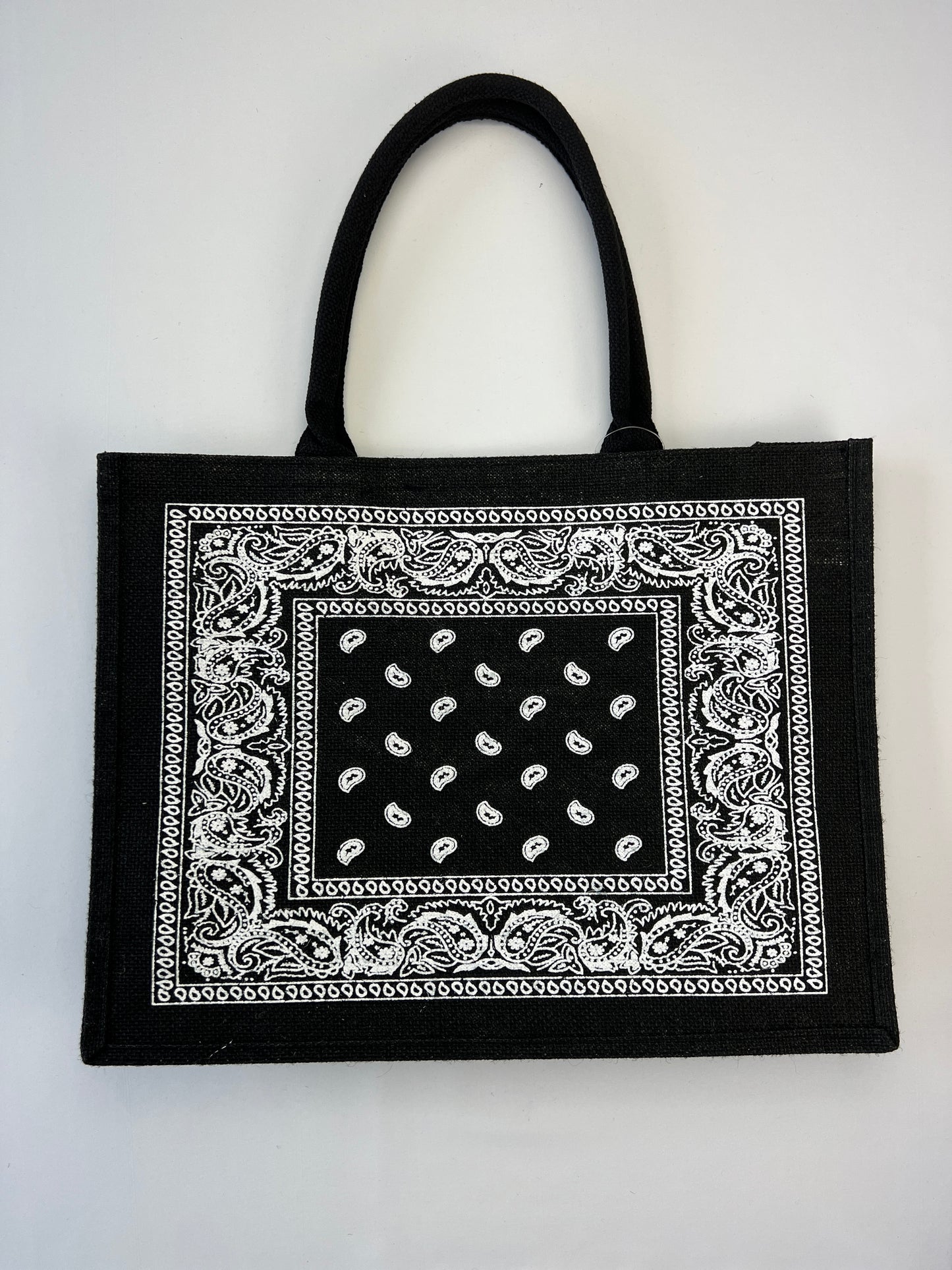 Sac Toile De Jute Poche Intérieure Motif Cachemire 100% Lin