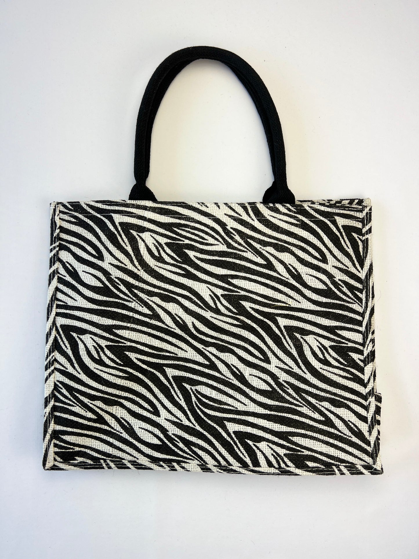 Sac Toile De Jute "Vintage" à Poche Motif Zèbre 100% Lin